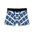 Blue Graphic Boxer Briefs — All-Over Print "Wake Up and Win" Design