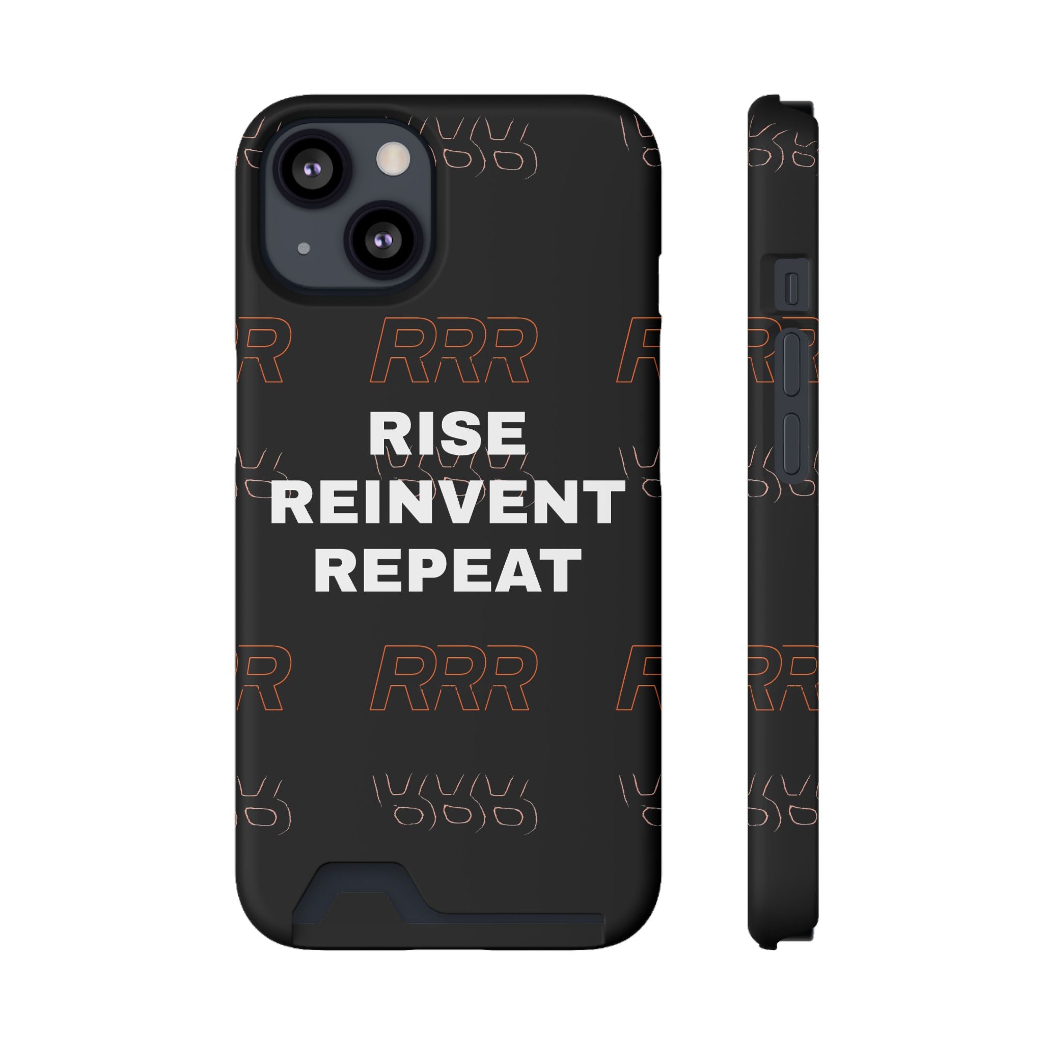 Rise Reinvent Repeat Phone Card Case — Slim Wallet Phone Case with Motivational Design