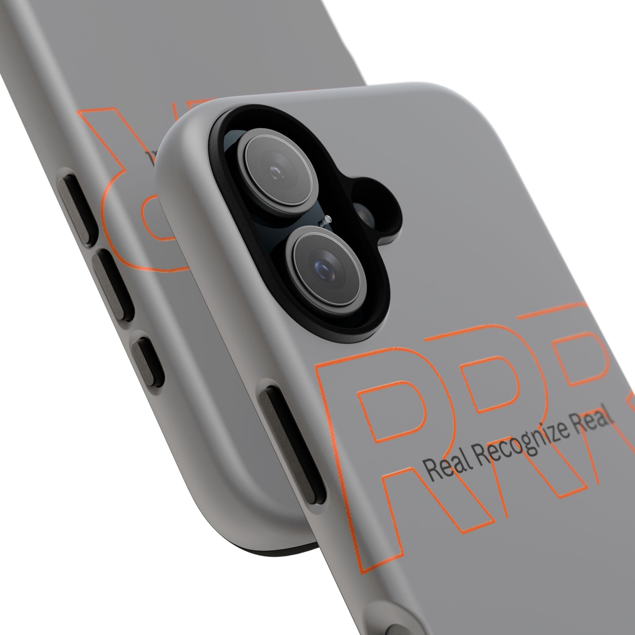 Tough Cases — 'Real Recognize Real' Protective Phone Case (Gray, Retro Outline Design)