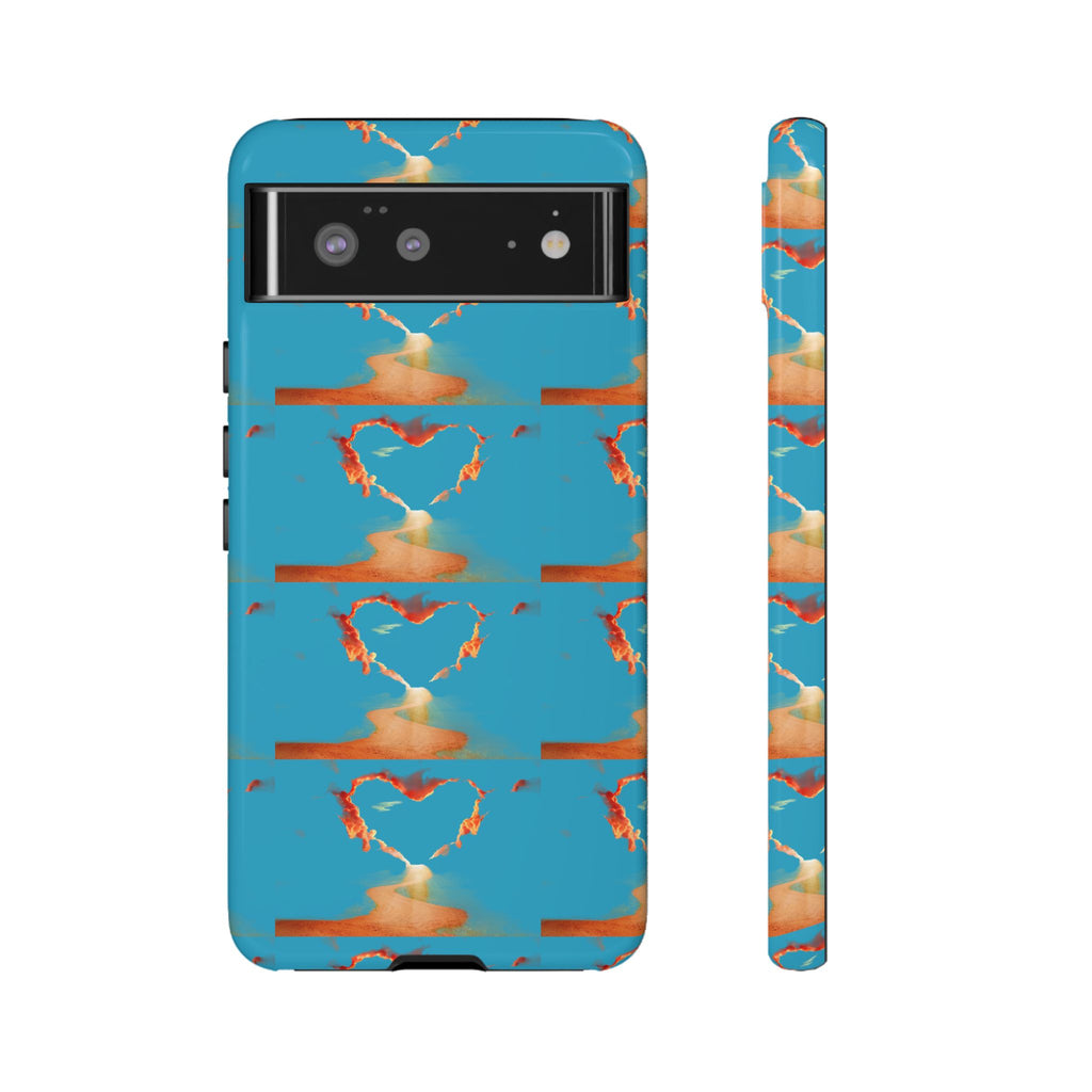 Heart Flame Tough Phone Case — Blue Sunset Protective Cover