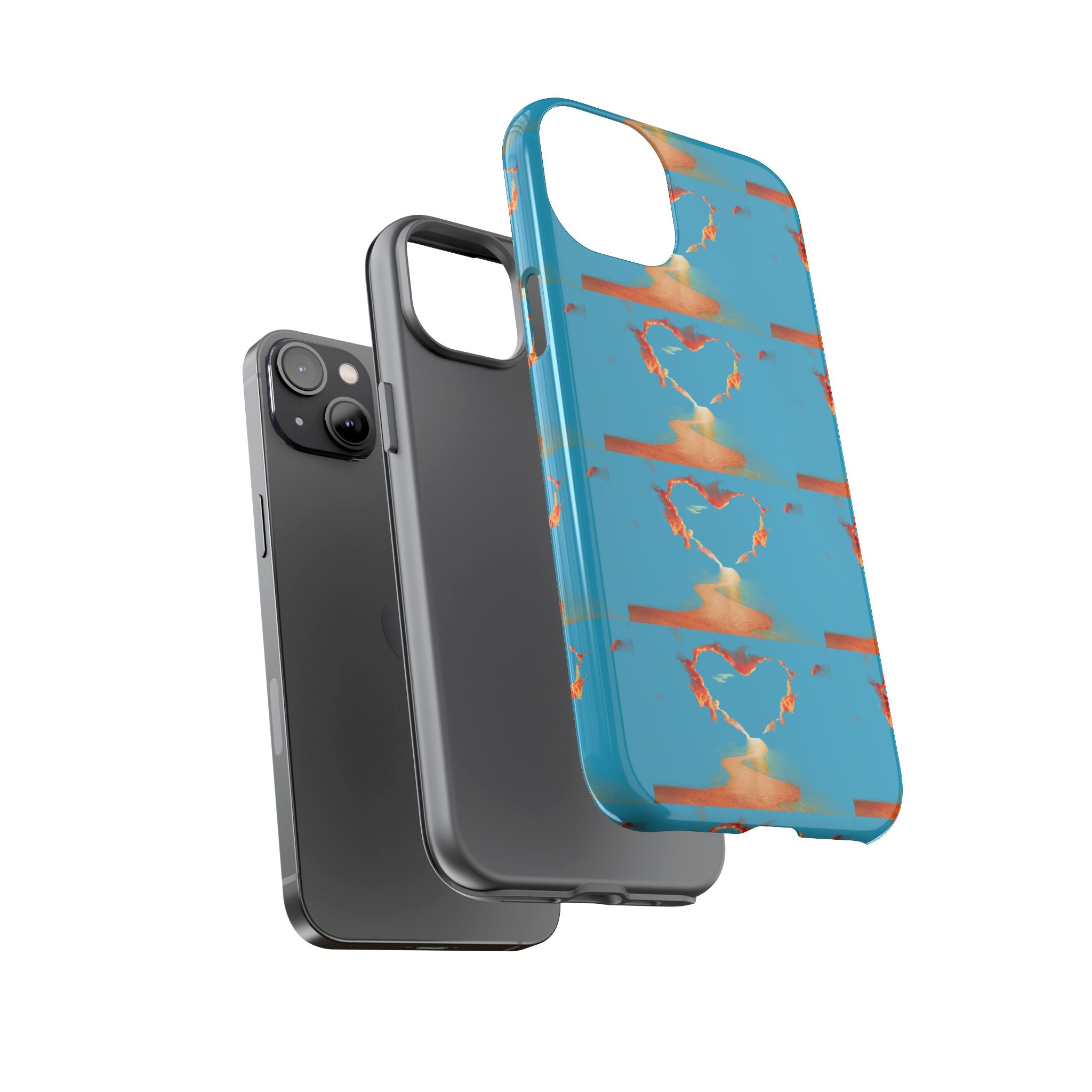 Heart Flame Tough Phone Case — Blue Sunset Protective Cover