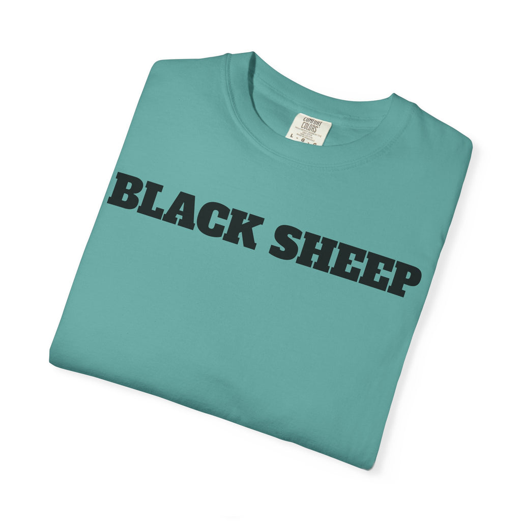 Black Sheep T-Shirt — Bold Back Lip Graphic & Front Text