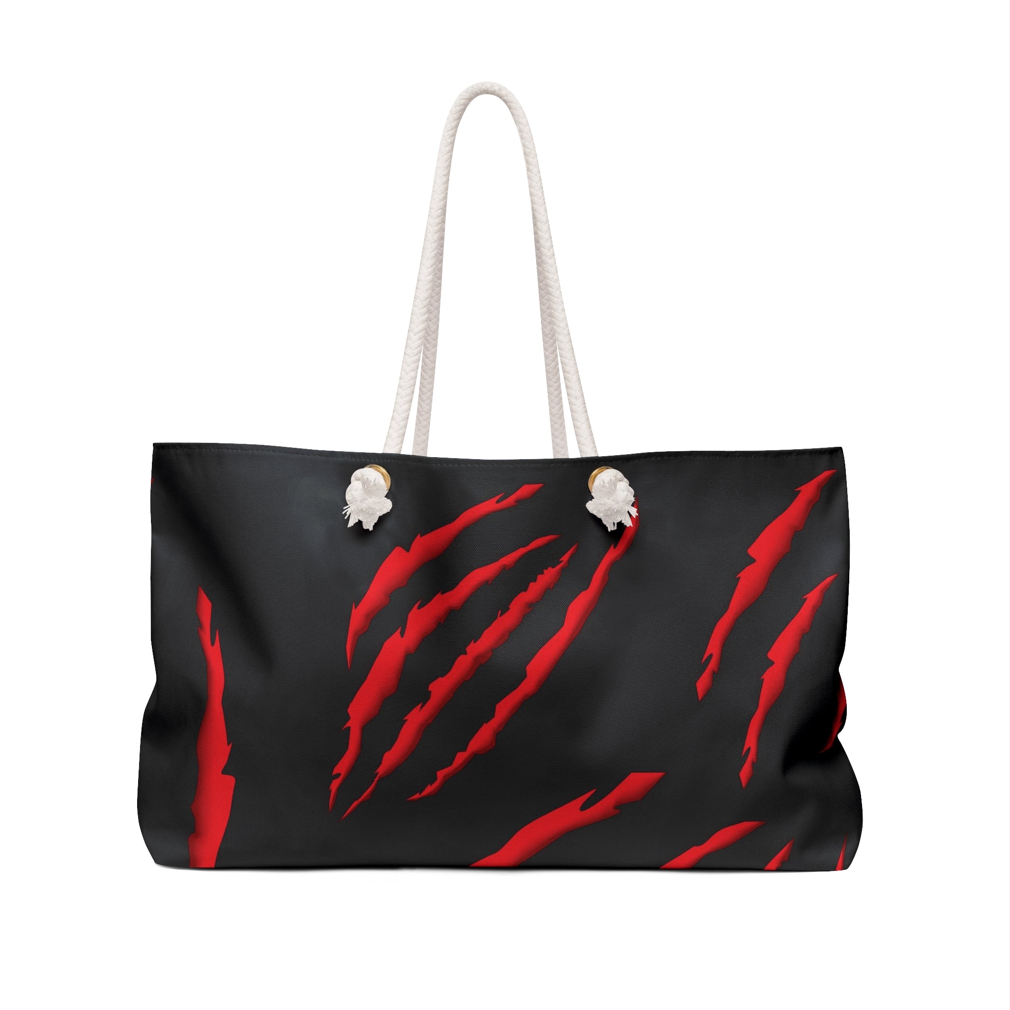 Red Claw Scratch Weekender Bag — Bold Gothic Travel Tote