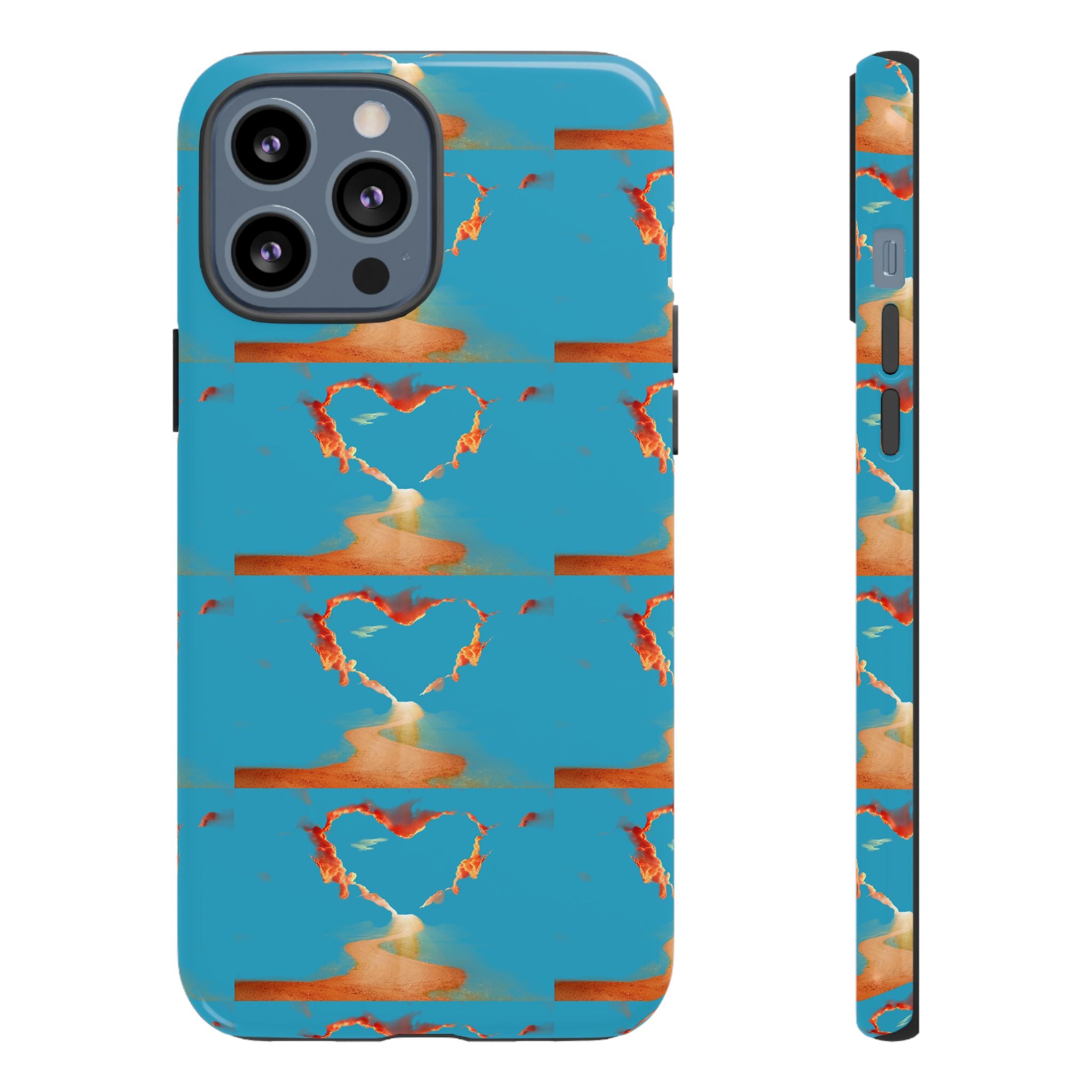 Heart Flame Tough Phone Case — Blue Sunset Protective Cover