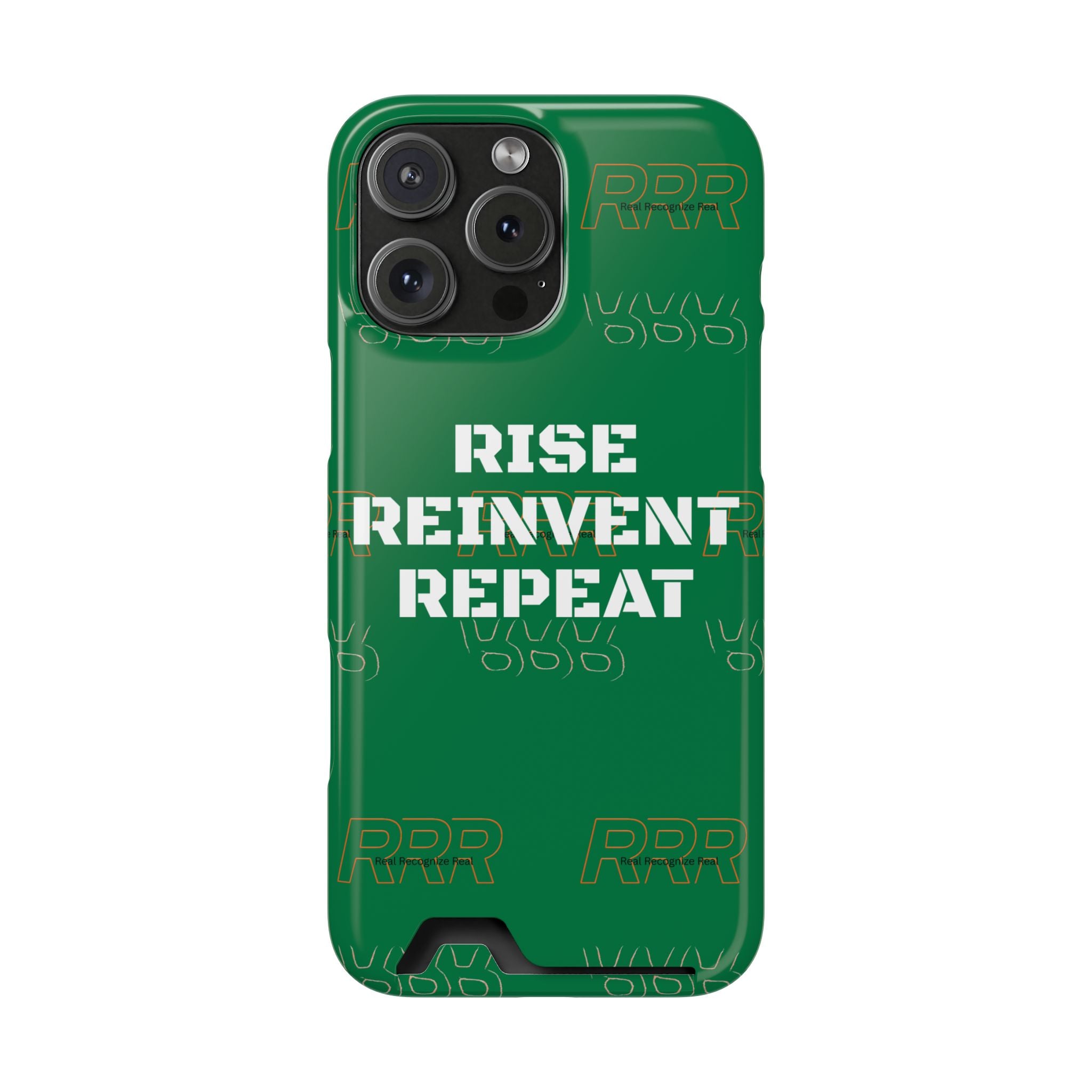 Green 'Rise Reinvent Repeat' Card Holder Phone Case — Motivational Protective Cover