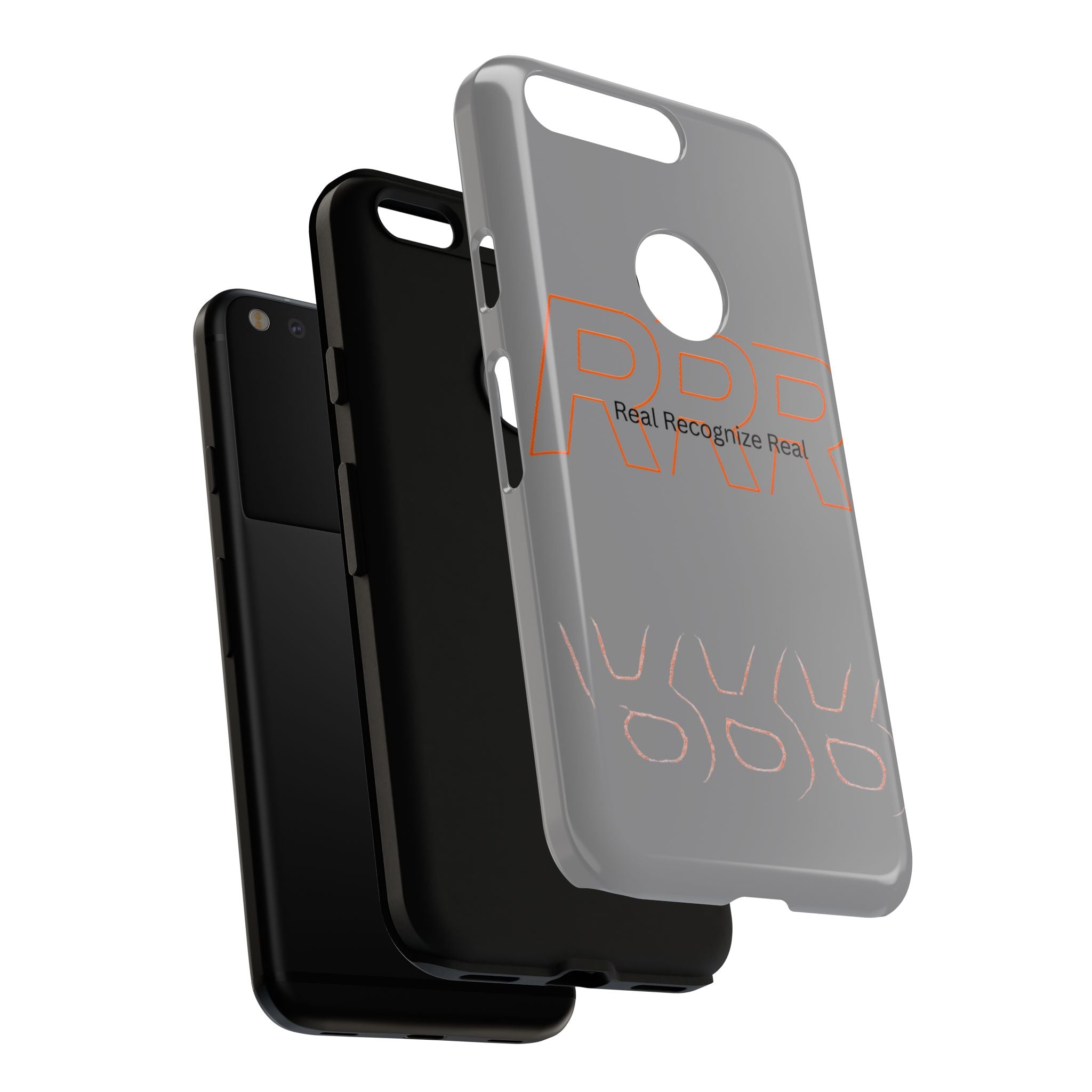 Tough Cases — 'Real Recognize Real' Protective Phone Case (Gray, Retro Outline Design)