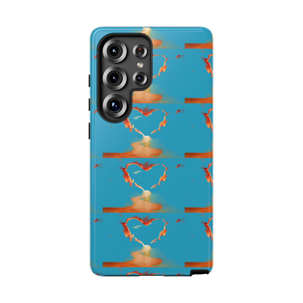 Heart Flame Tough Phone Case — Blue Sunset Protective Cover