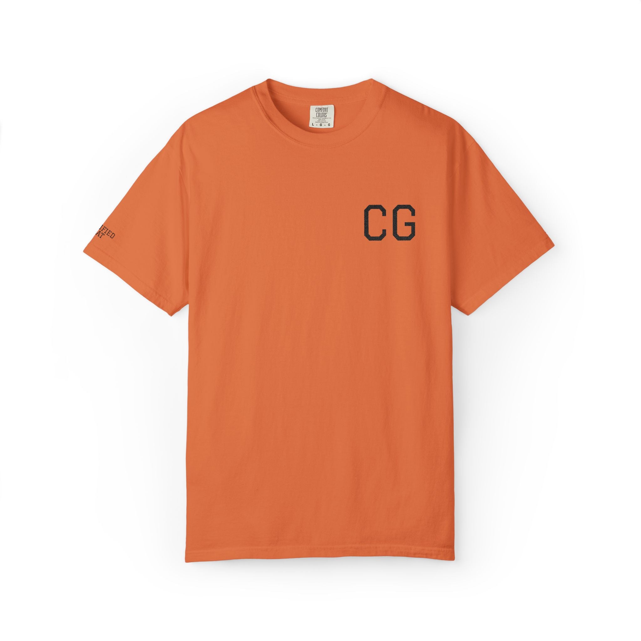 CG Chest Logo T‑Shirt — Minimalist White Tee with Sleeve Patch