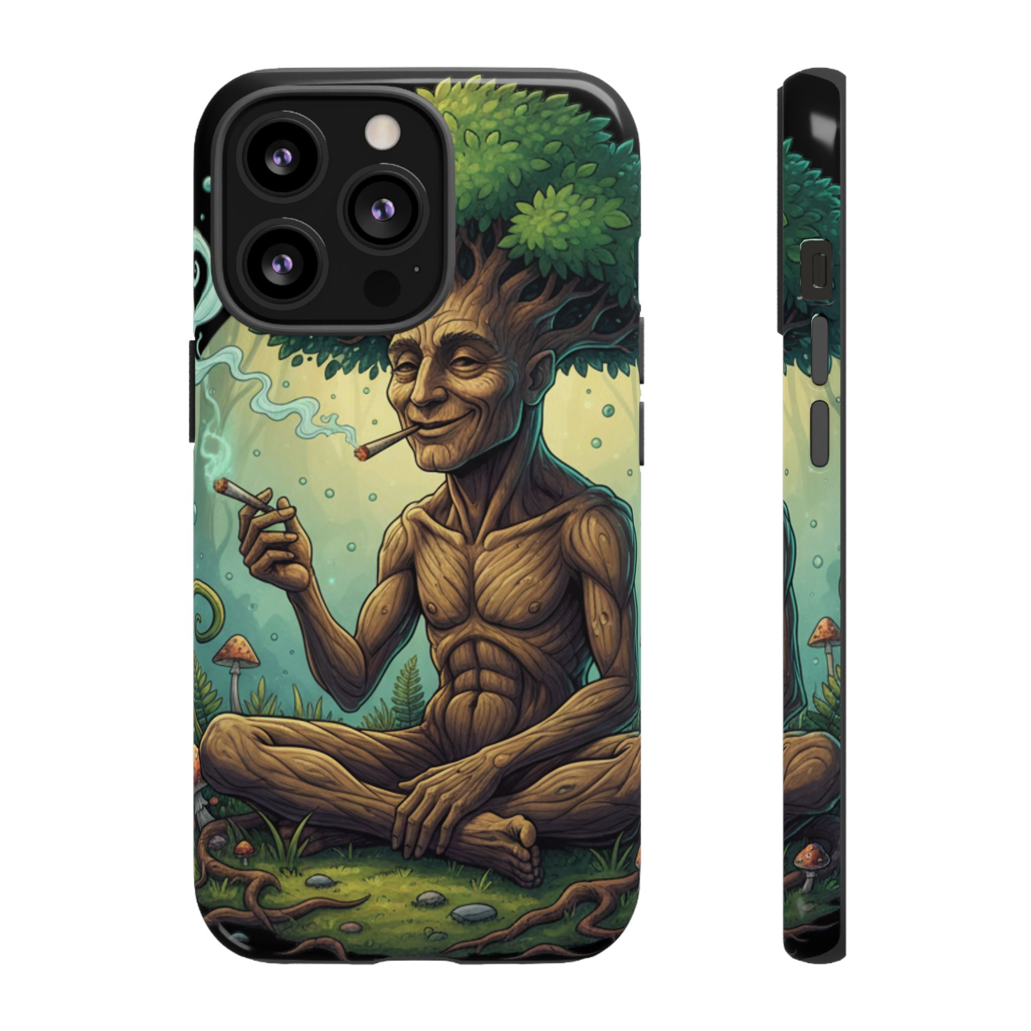 Tree Spirit Phone Case — Chill Smoking Woodland Art Phone Cover