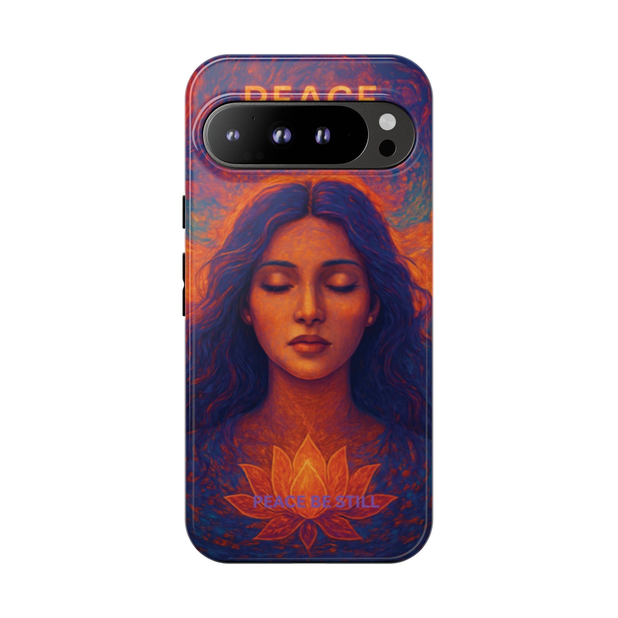 Peace Be Still Phone Case – Serene Goddess Meditation Design
