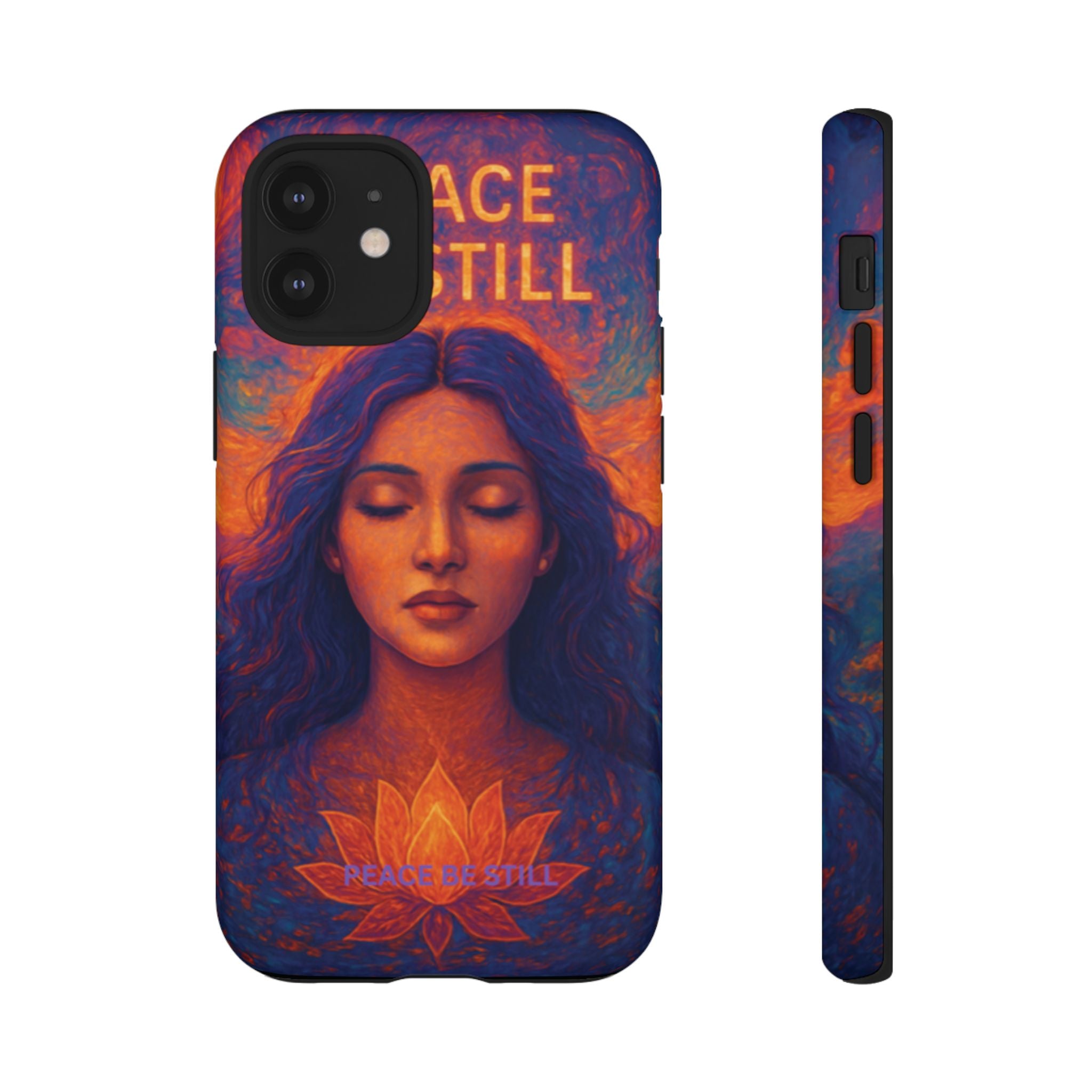 Peace Be Still Phone Case – Serene Goddess Meditation Design