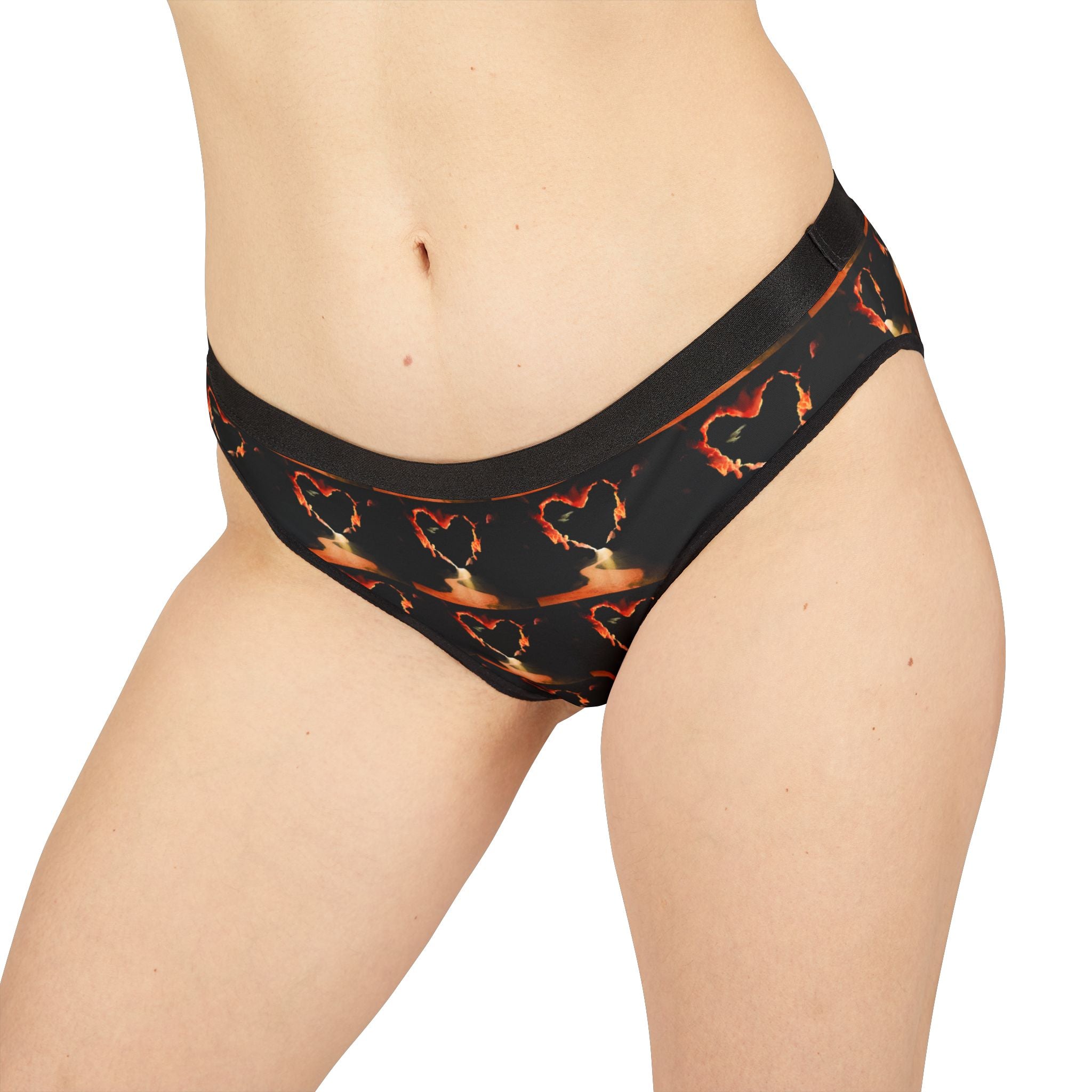Heart Flame Bikini Briefs — Women's Romantic Patterned Underwear