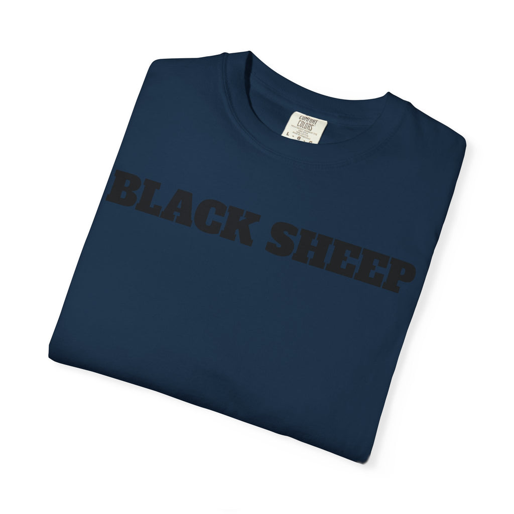 Black Sheep T-Shirt — Bold Back Lip Graphic & Front Text