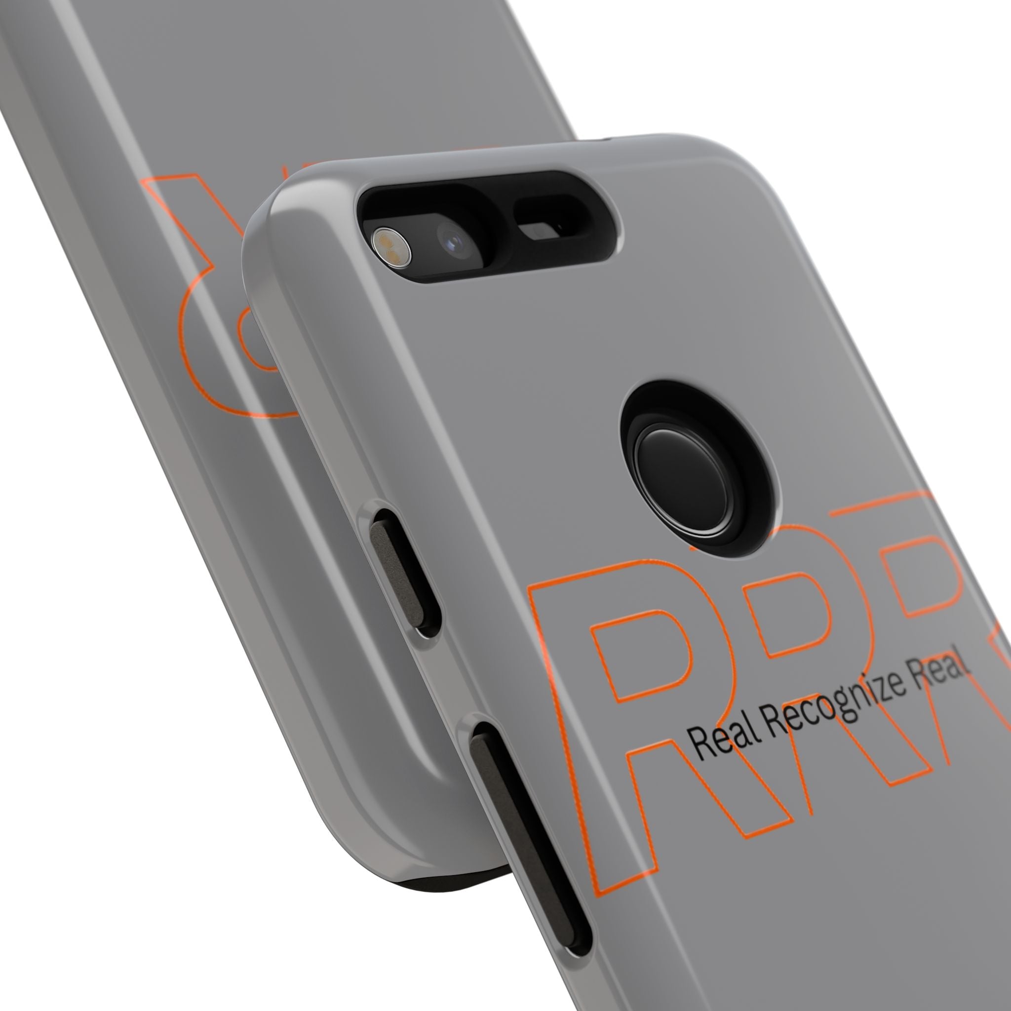 Tough Cases — 'Real Recognize Real' Protective Phone Case (Gray, Retro Outline Design)