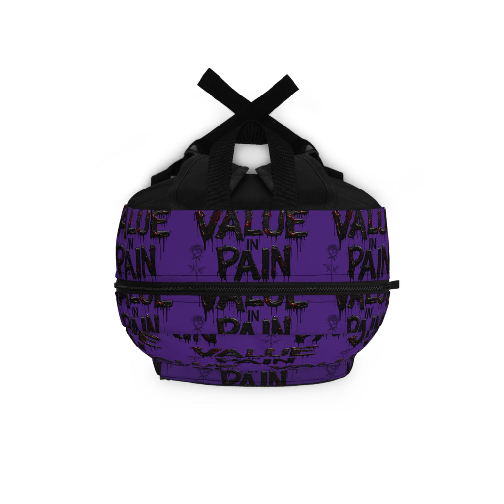 Value In Pain Purple Backpack – Gothic Statement School Bag