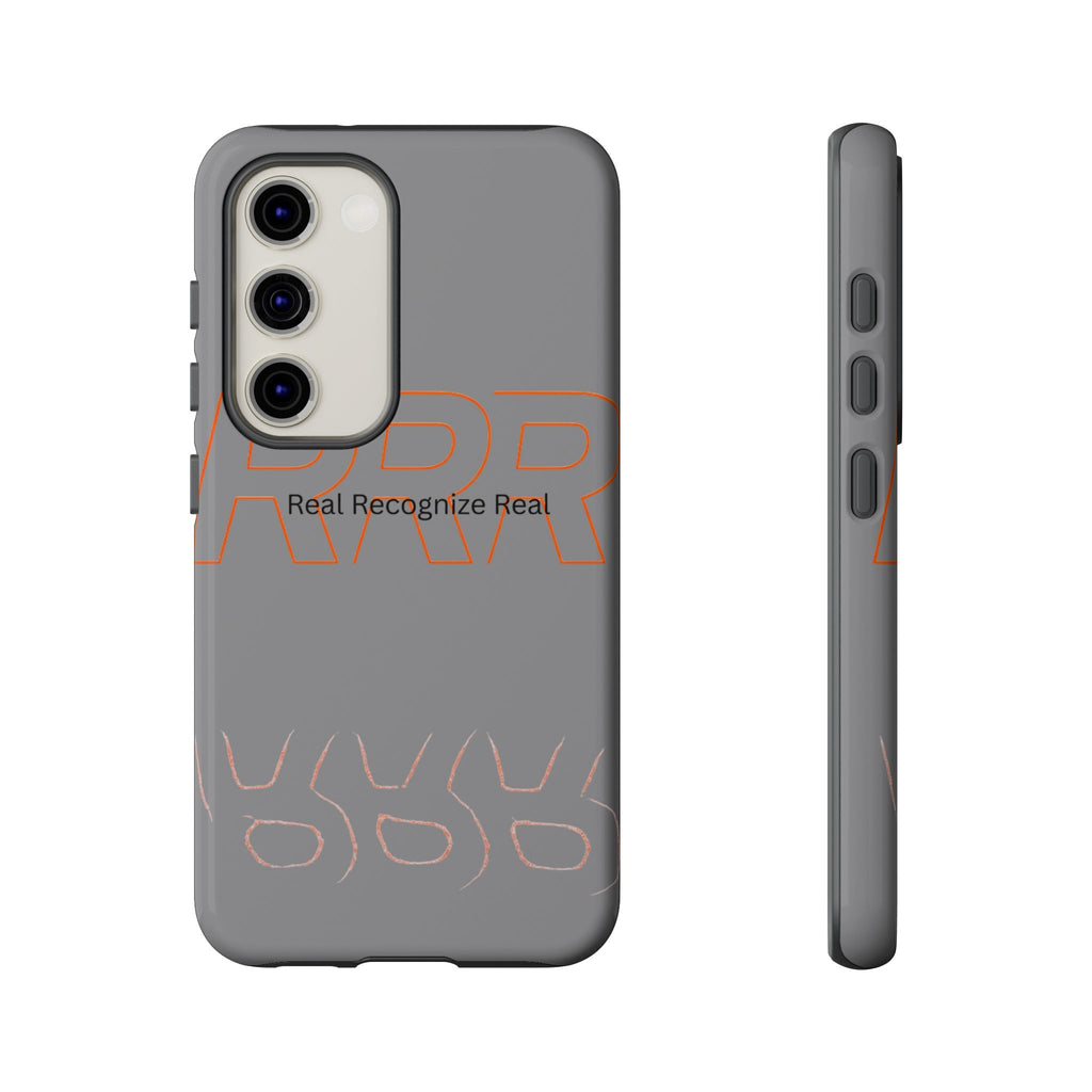 Tough Cases — 'Real Recognize Real' Protective Phone Case (Gray, Retro Outline Design)