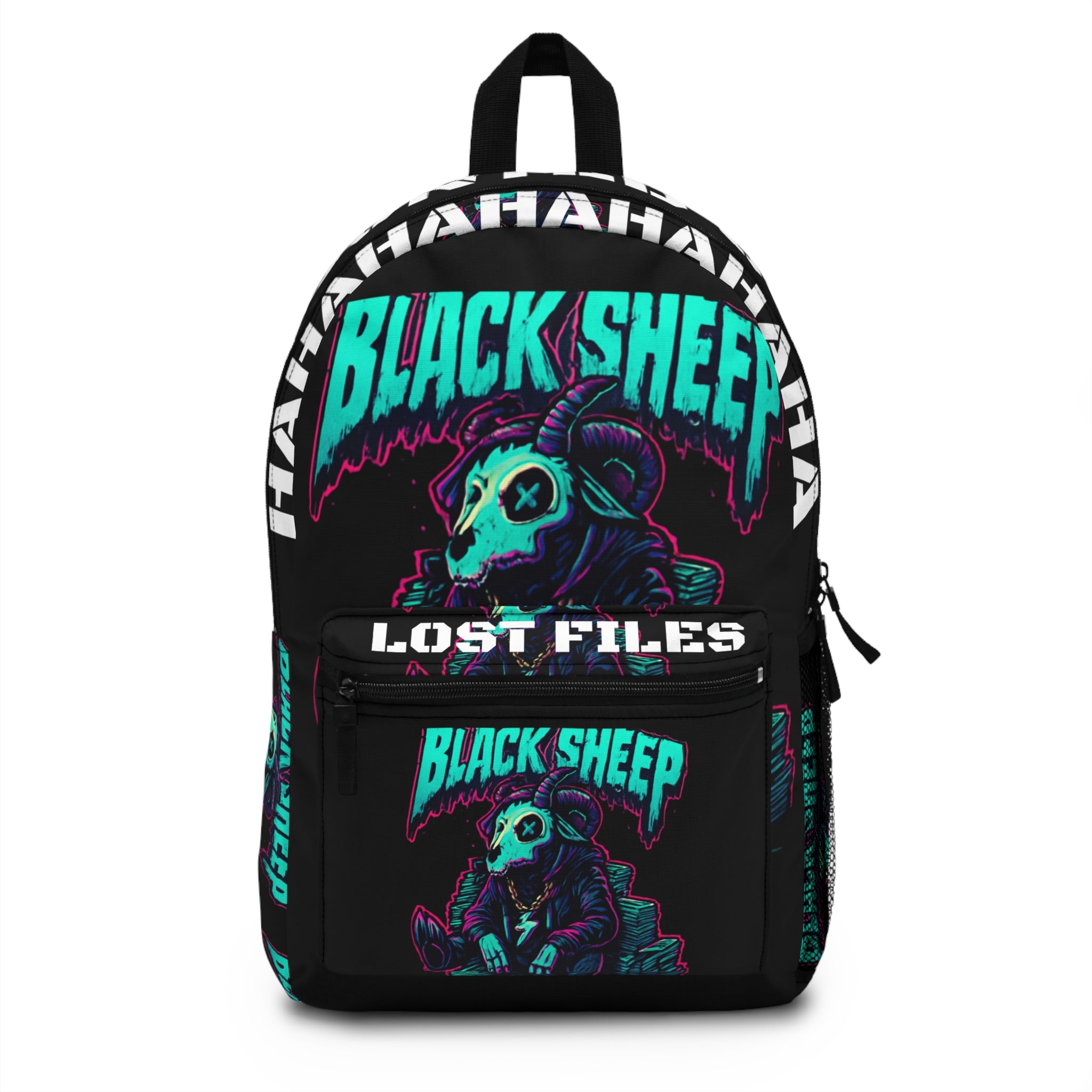 Black Sheep "Lost Files" Backpack — Neon Skull Streetwear Backpack