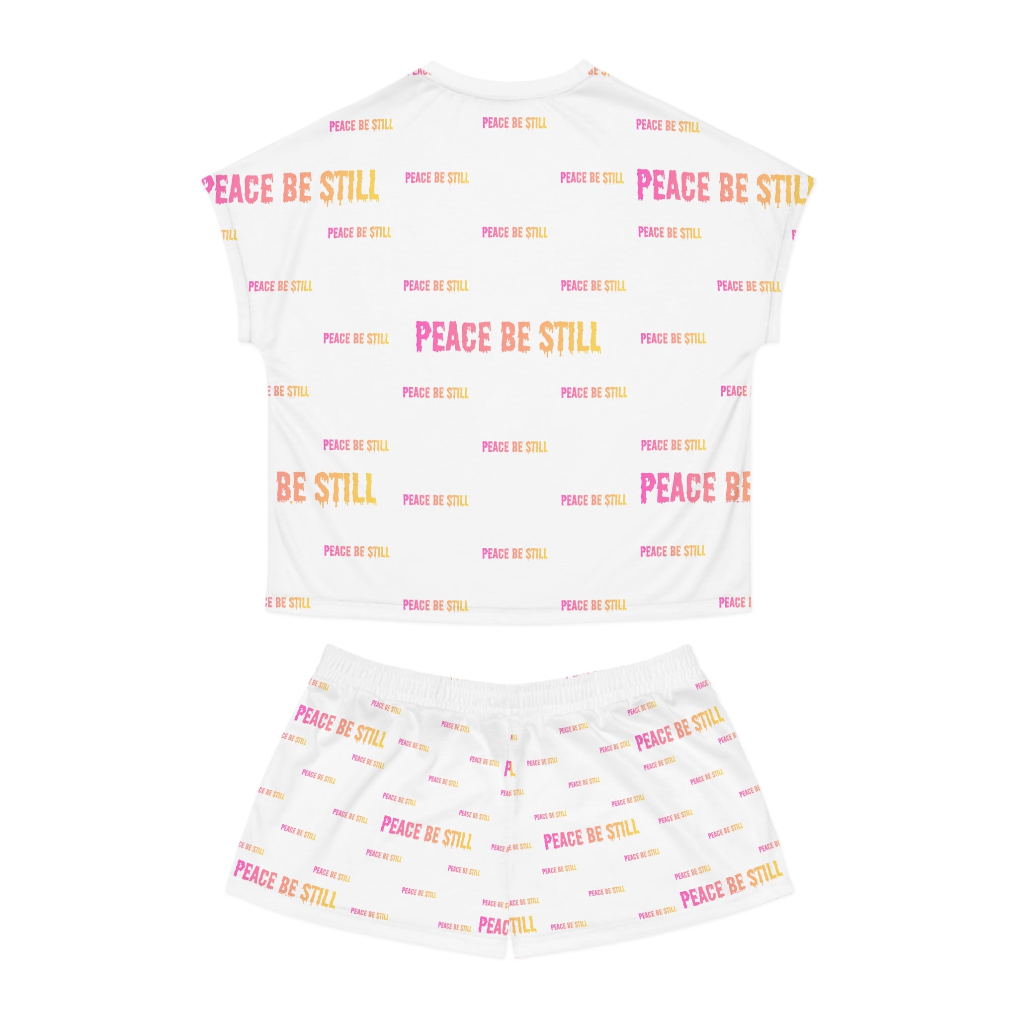 Women's 'Peace Be Still' Short Pajama Set - Soft White Graphic Sleepwear