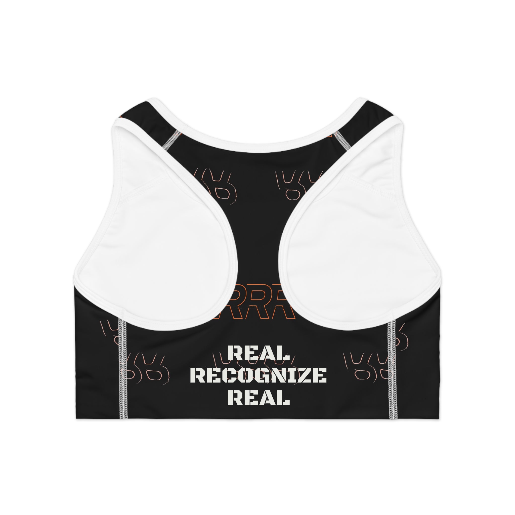 Sports Bra — "Real Recognize Real" Black Performance Crop