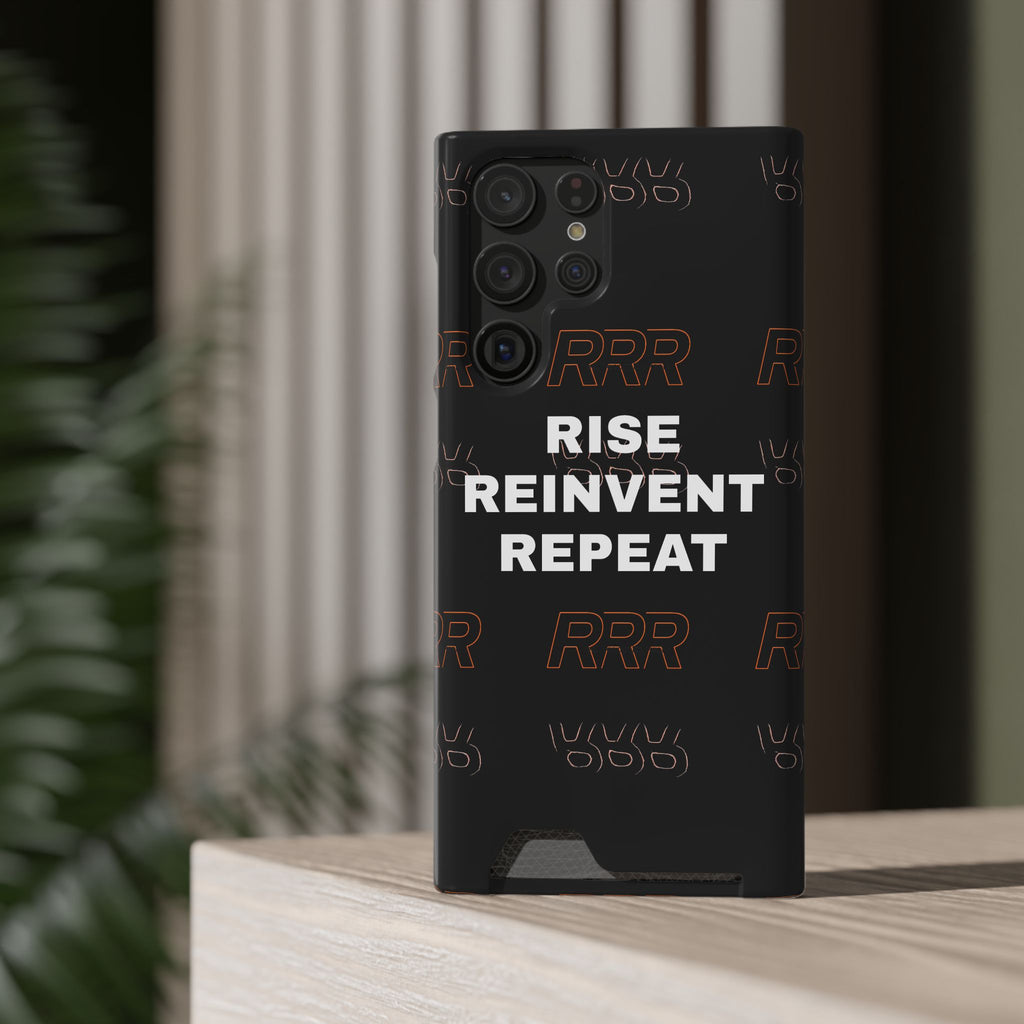 Rise Reinvent Repeat Phone Card Case — Slim Wallet Phone Case with Motivational Design