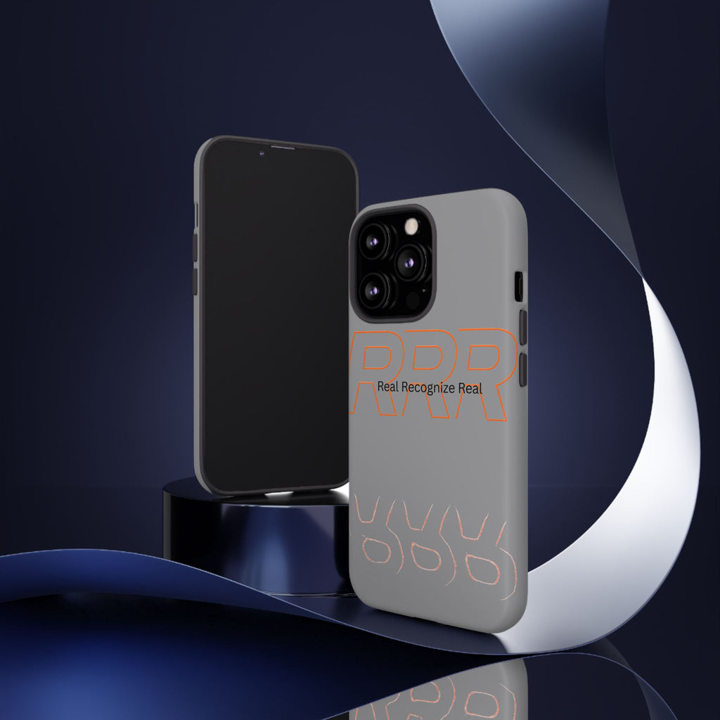 Tough Cases — 'Real Recognize Real' Protective Phone Case (Gray, Retro Outline Design)