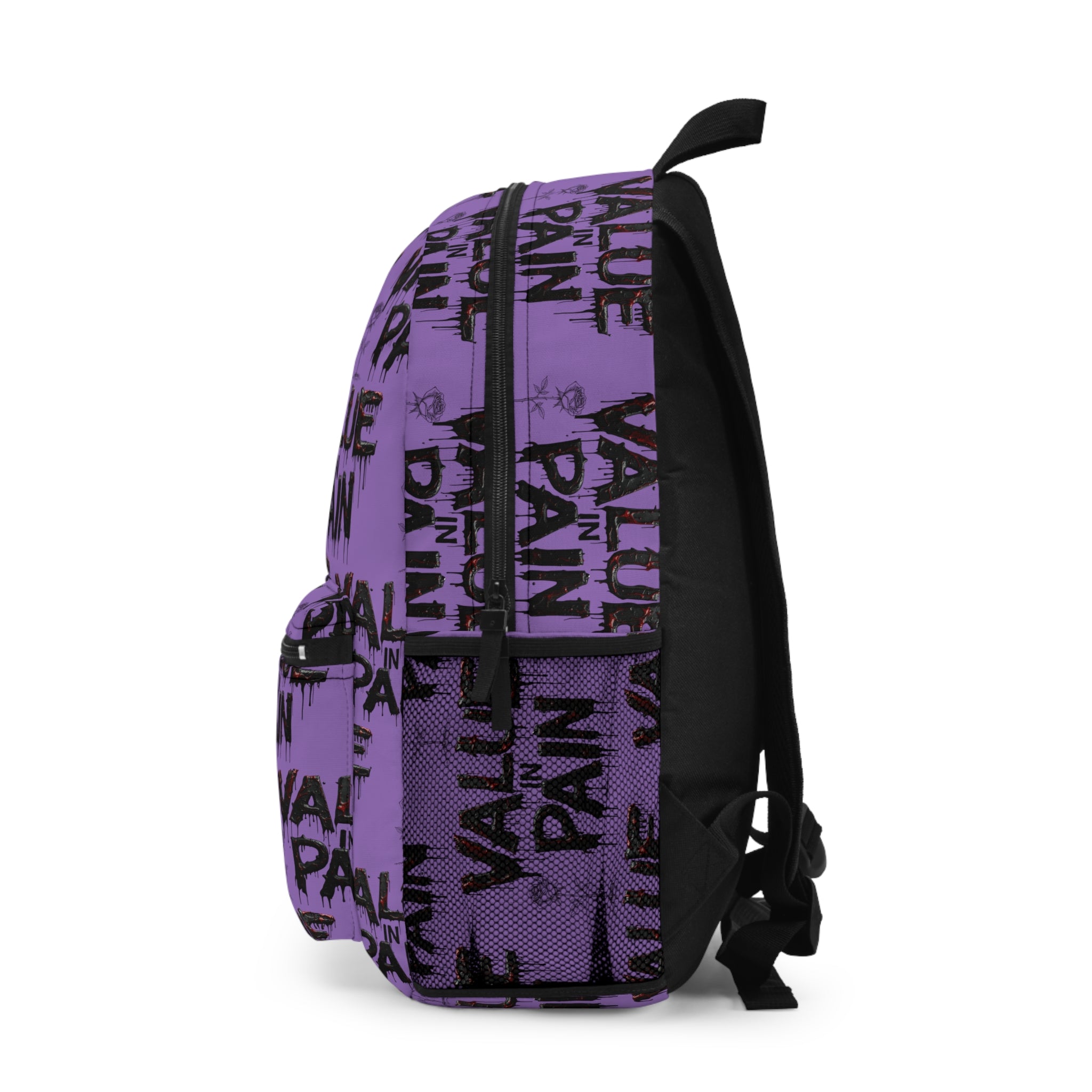 Backpack — "Value in Pain" Gothic Purple Pattern Backpack