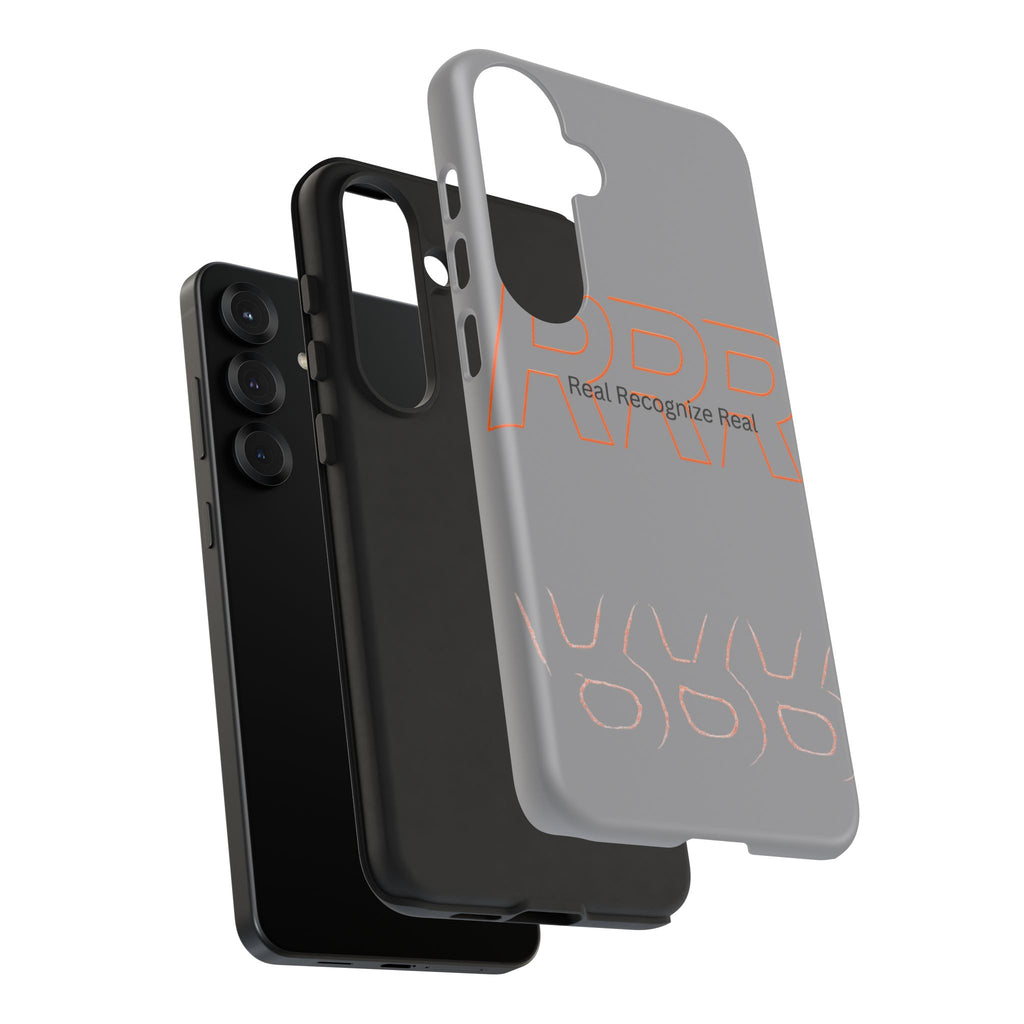 Tough Cases — 'Real Recognize Real' Protective Phone Case (Gray, Retro Outline Design)