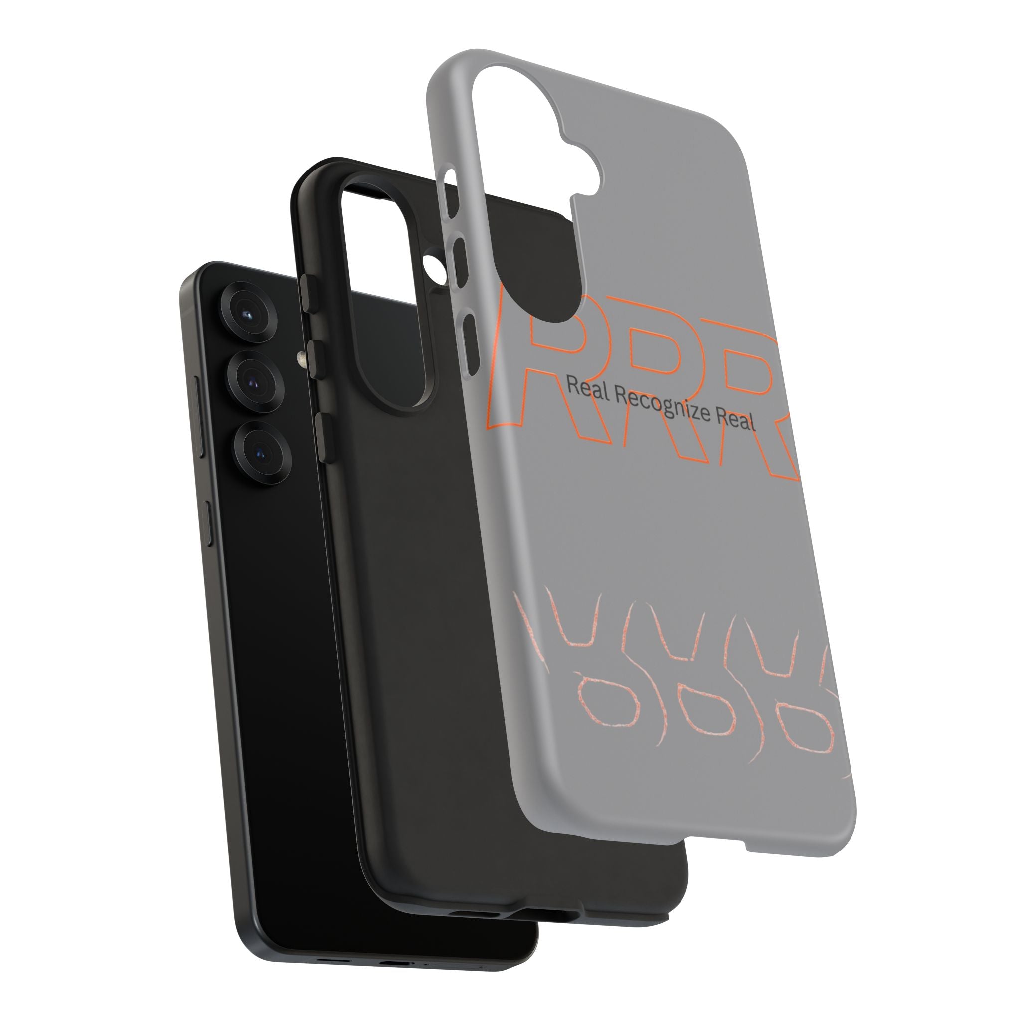 Tough Cases — 'Real Recognize Real' Protective Phone Case (Gray, Retro Outline Design)