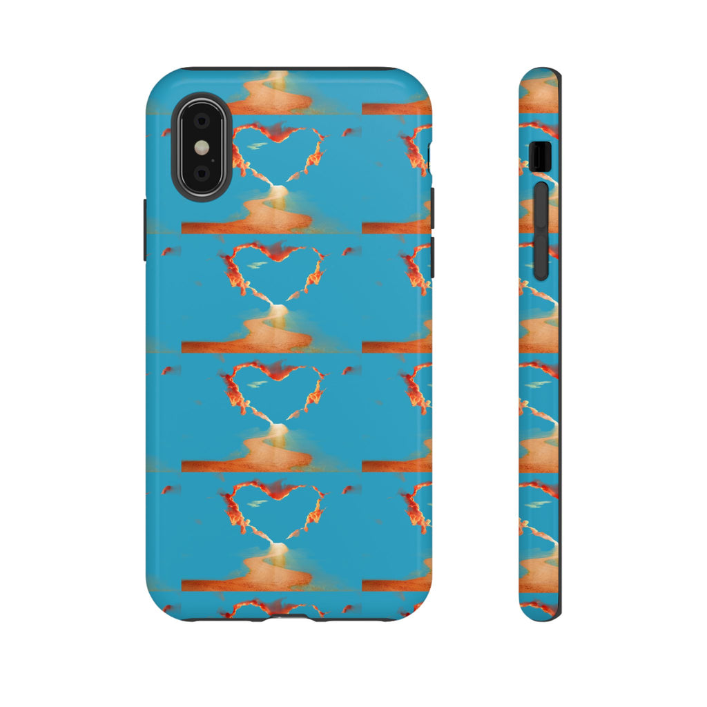 Heart Flame Tough Phone Case — Blue Sunset Protective Cover
