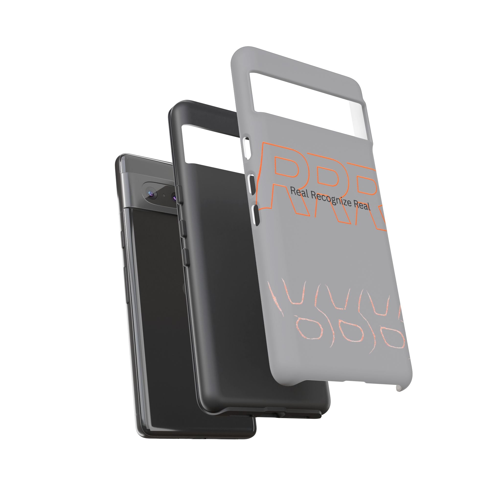 Tough Cases — 'Real Recognize Real' Protective Phone Case (Gray, Retro Outline Design)