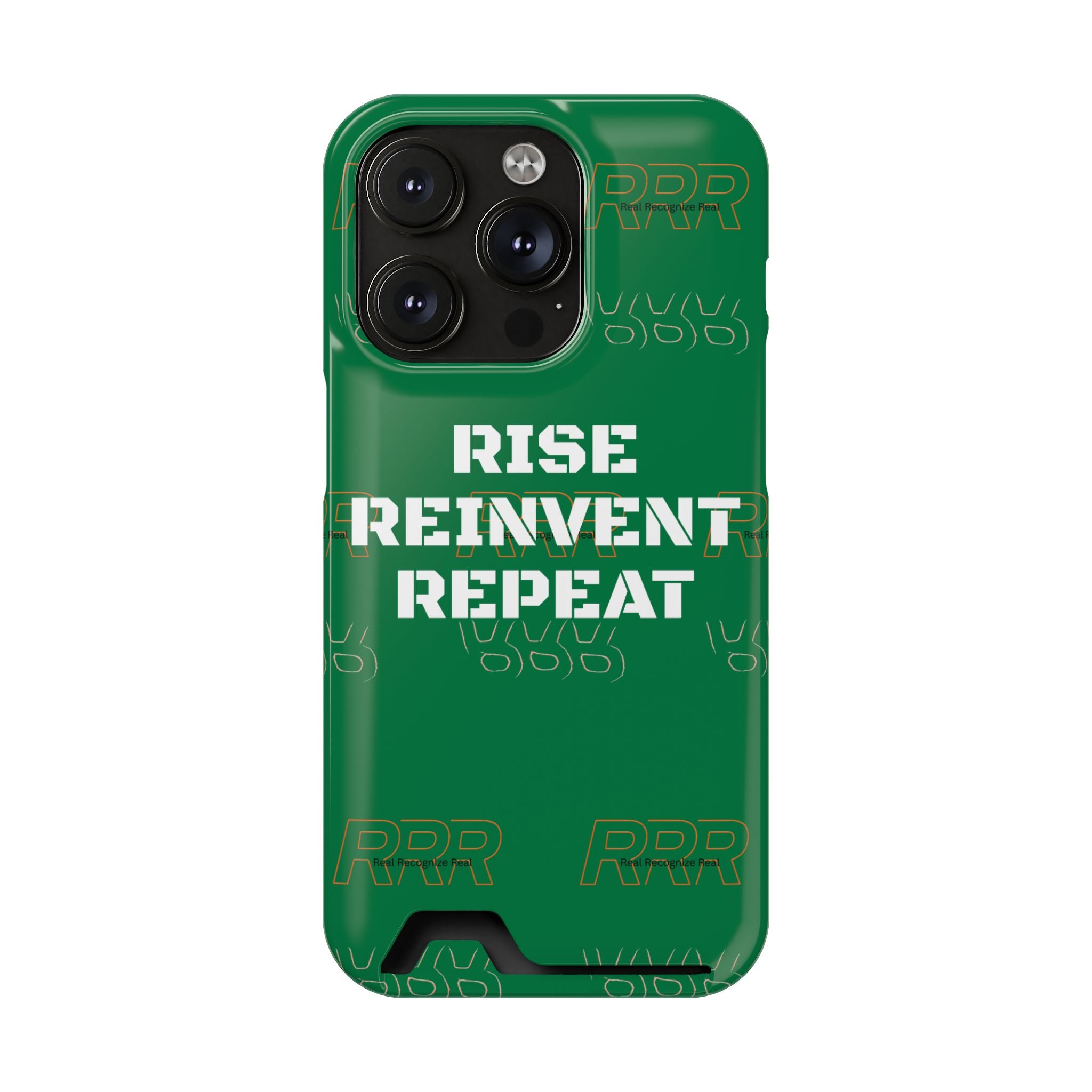 Green 'Rise Reinvent Repeat' Card Holder Phone Case — Motivational Protective Cover