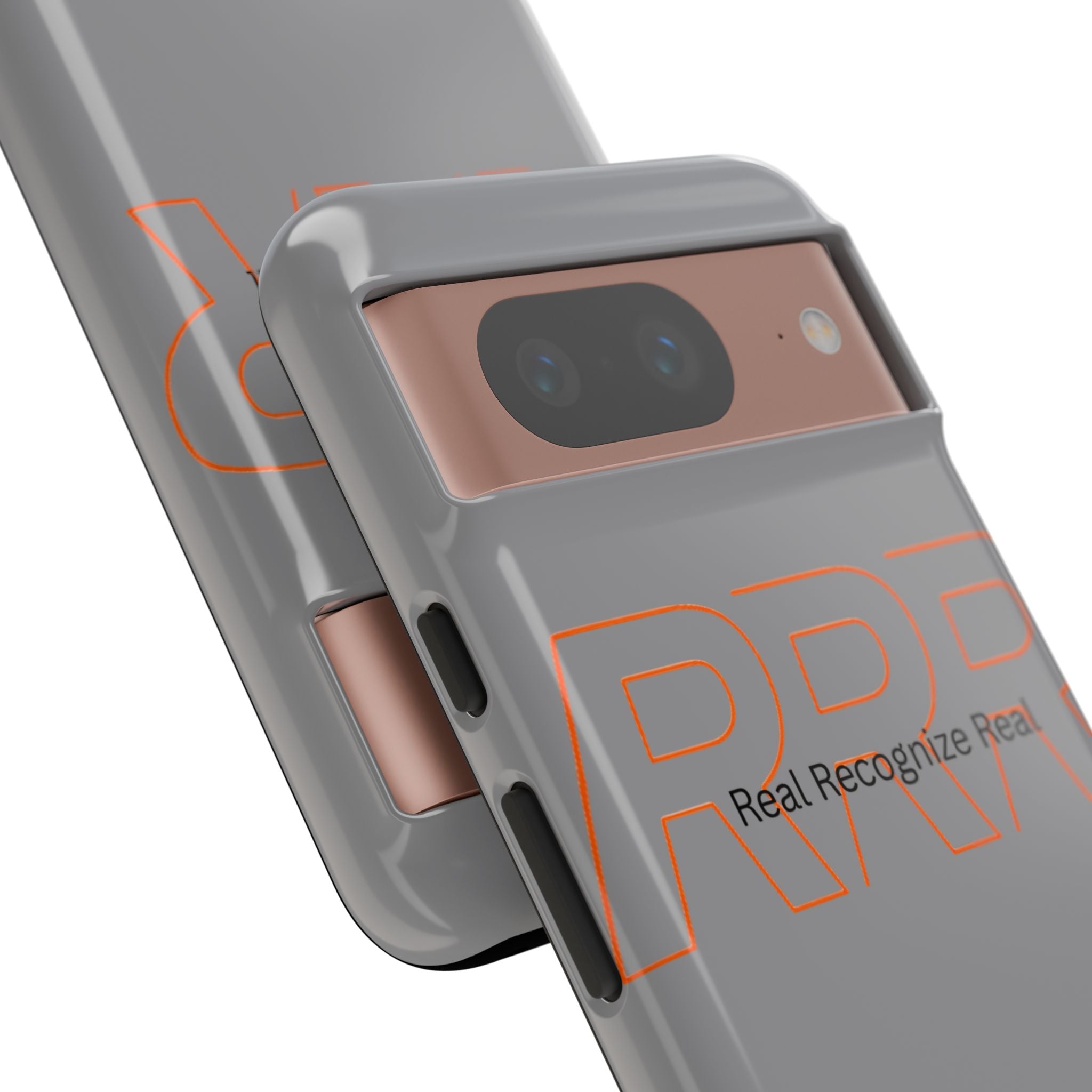 Tough Cases — 'Real Recognize Real' Protective Phone Case (Gray, Retro Outline Design)