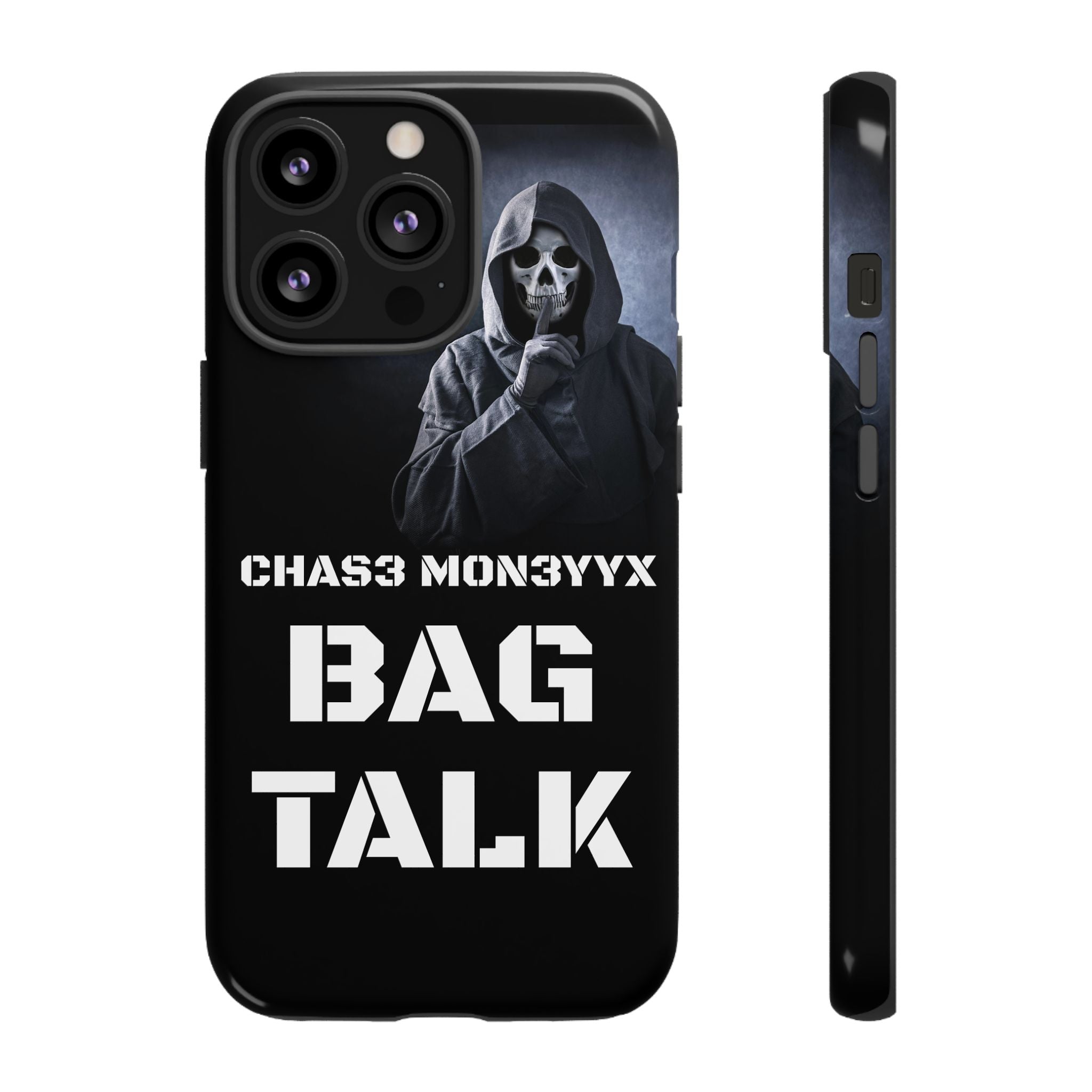Phone Case — 'Bag Talk' Grim Reaper Graphic, Dark Gothic Protective Cover
