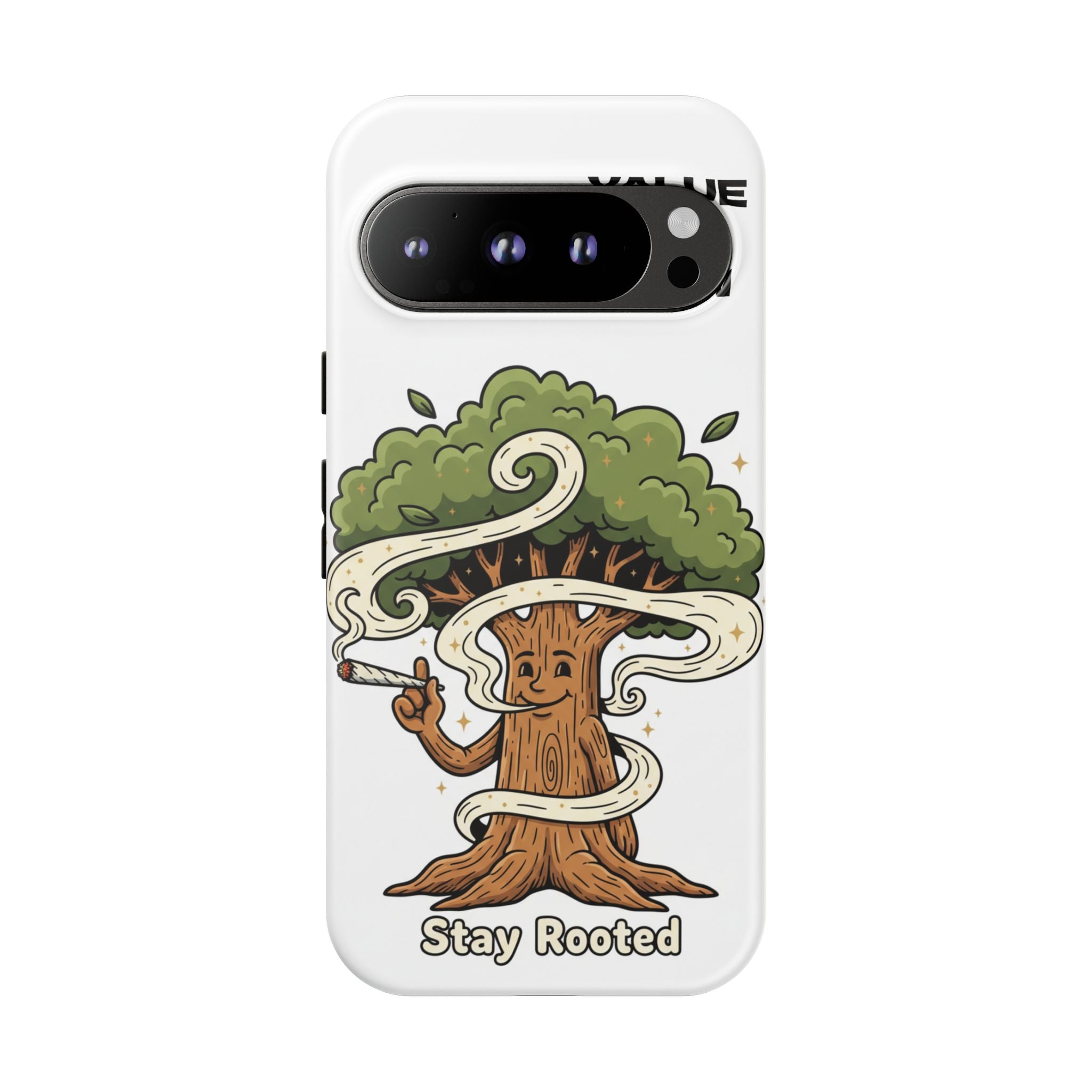 Phone Case — "Stay Rooted" Tree Design with "Value in Pain" Text