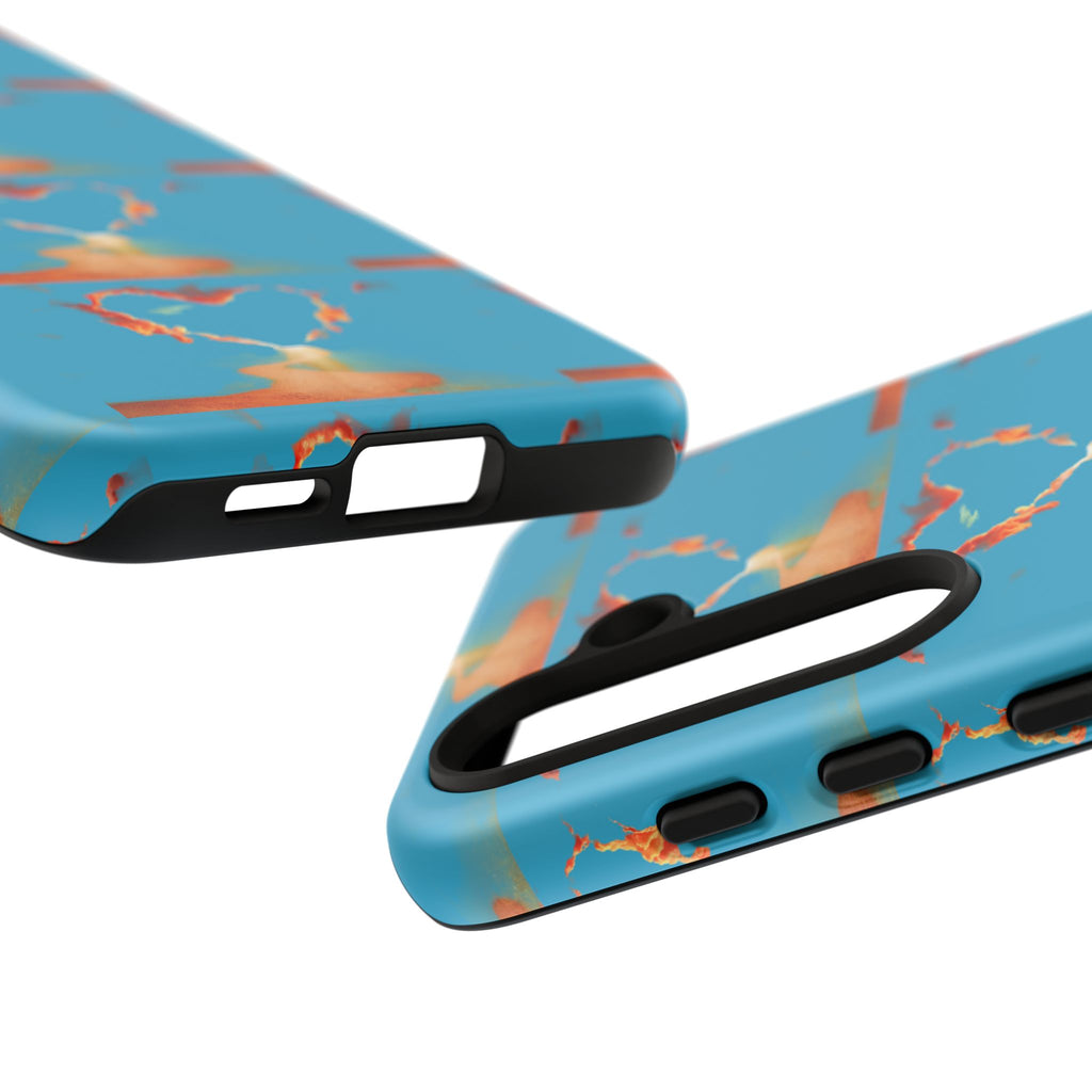 Heart Flame Tough Phone Case — Blue Sunset Protective Cover
