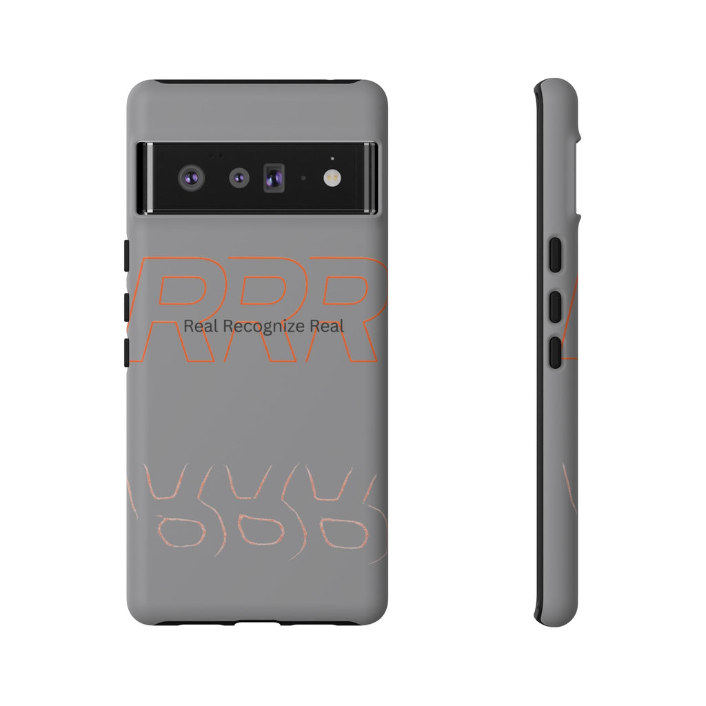 Tough Cases — 'Real Recognize Real' Protective Phone Case (Gray, Retro Outline Design)