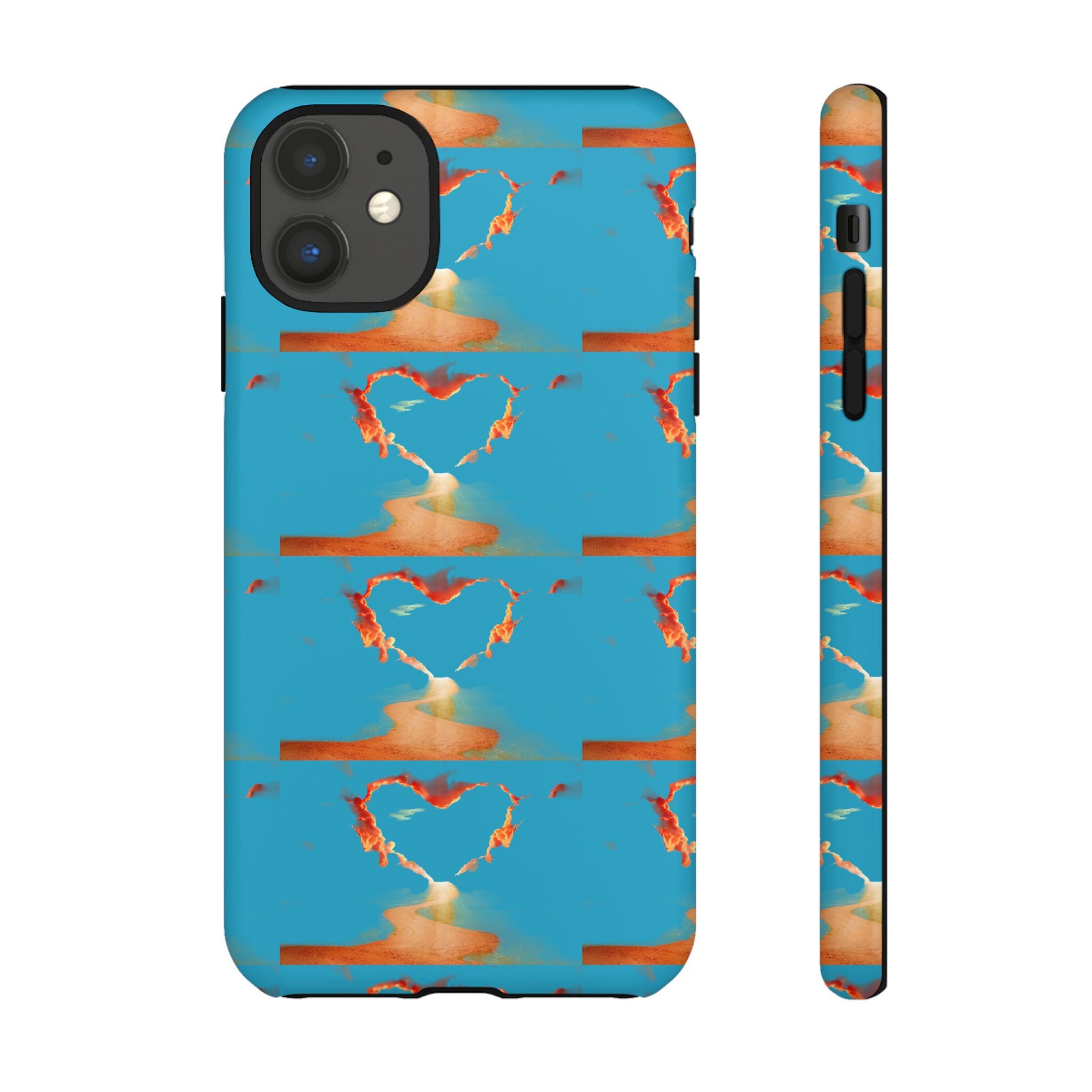 Heart Flame Tough Phone Case — Blue Sunset Protective Cover