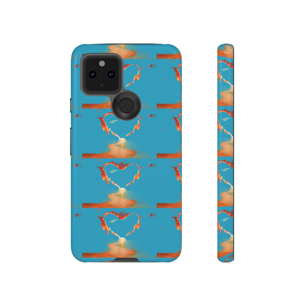 Heart Flame Tough Phone Case — Blue Sunset Protective Cover