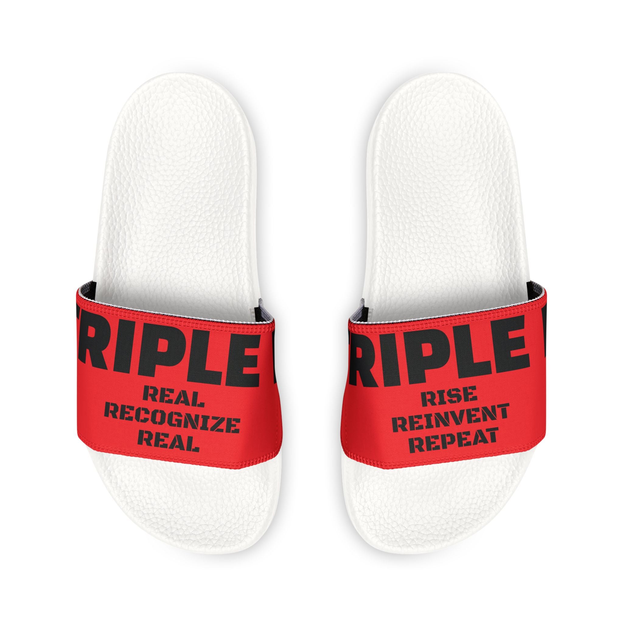 Women's Slide Sandals — Red 'TRIPLE RISE' Removable-strap Pool Slides