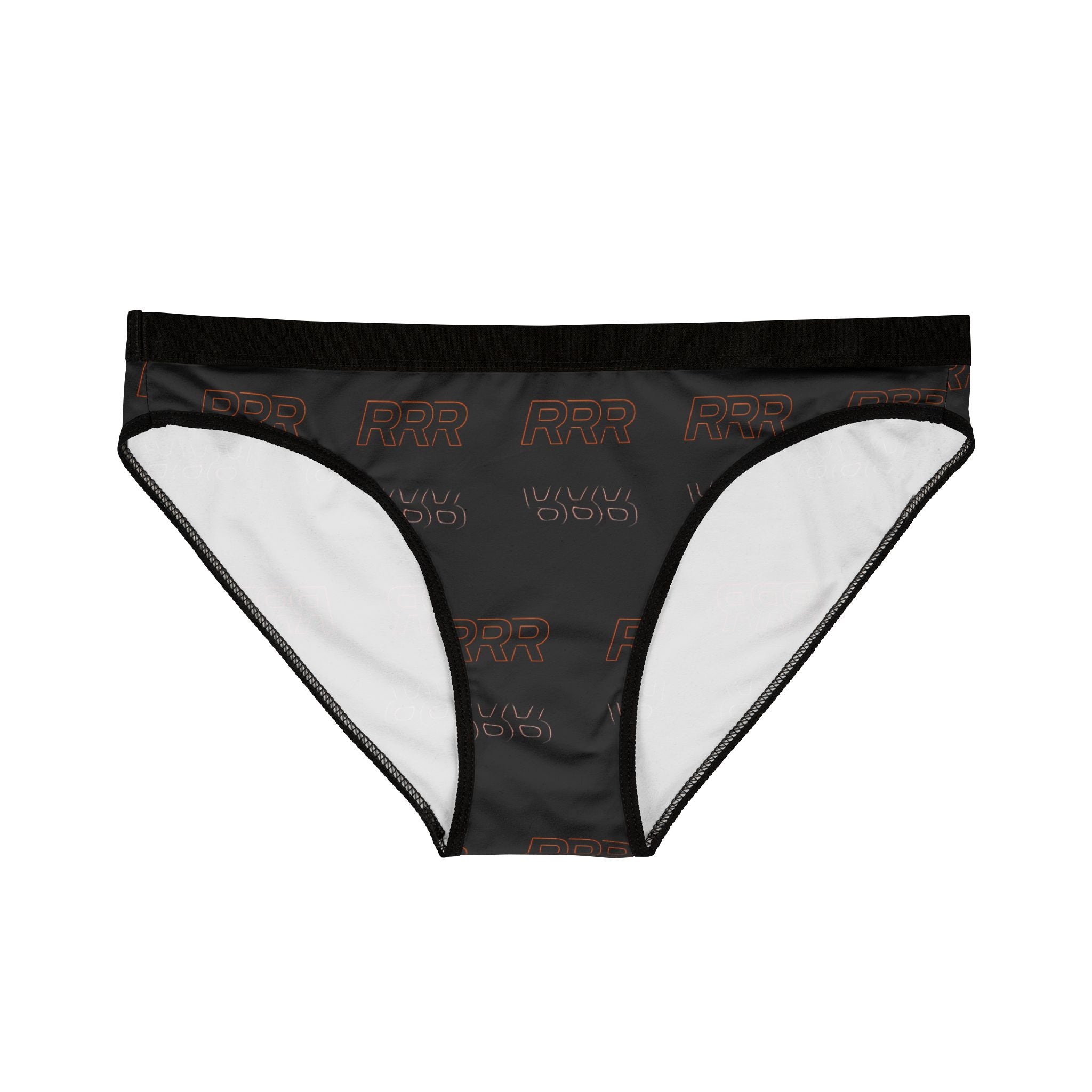 Black Logo Print Women's Briefs — All-Over Pattern Everyday Underwear