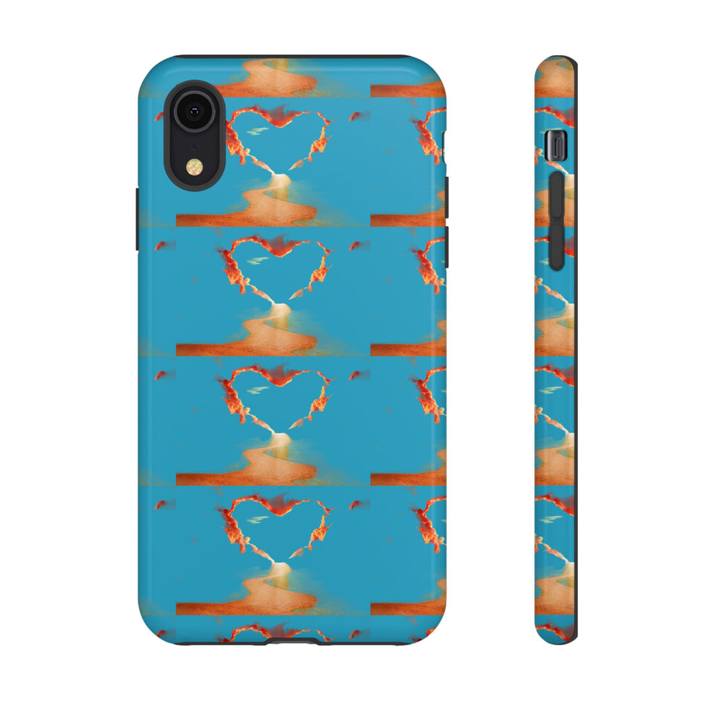 Heart Flame Tough Phone Case — Blue Sunset Protective Cover