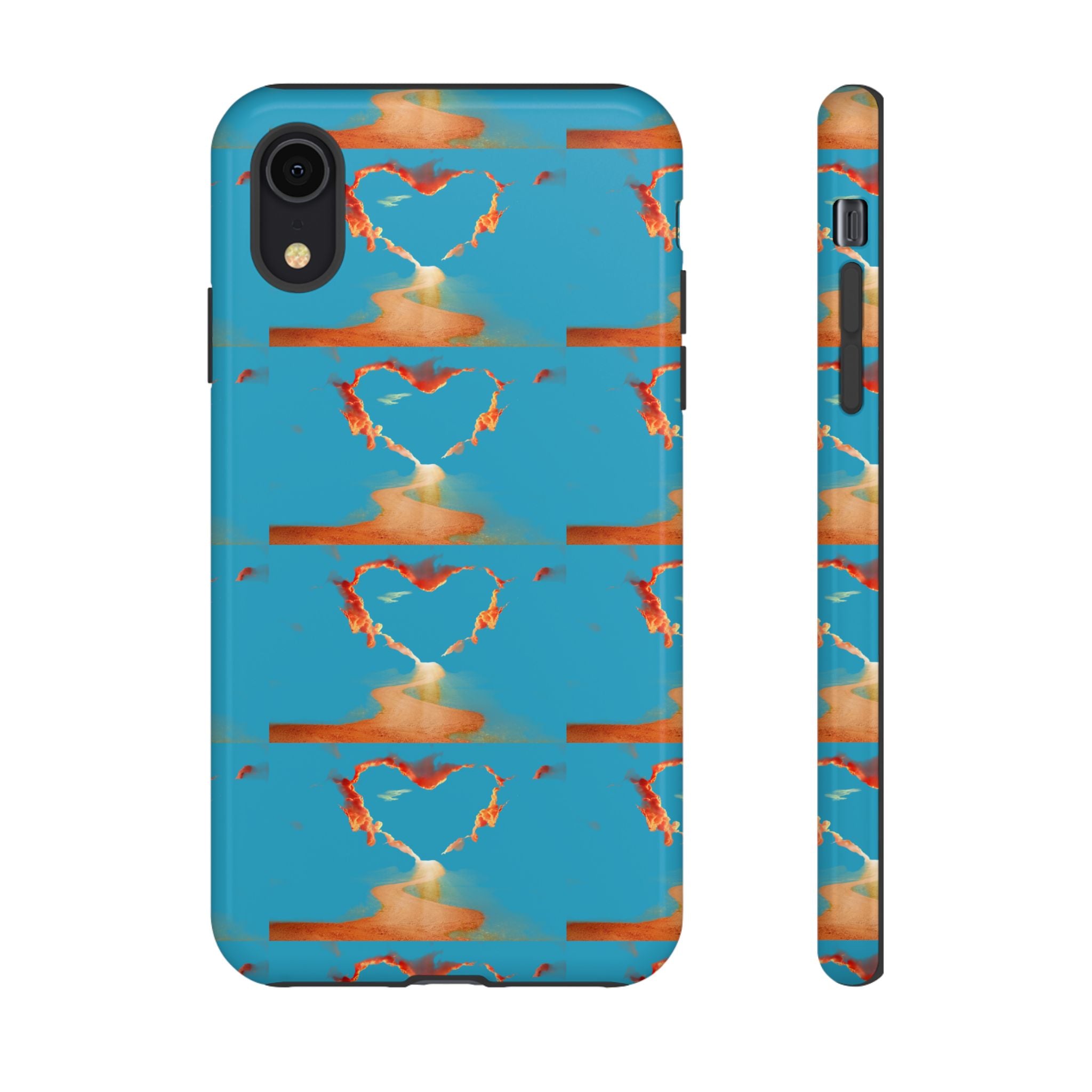 Heart Flame Tough Phone Case — Blue Sunset Protective Cover