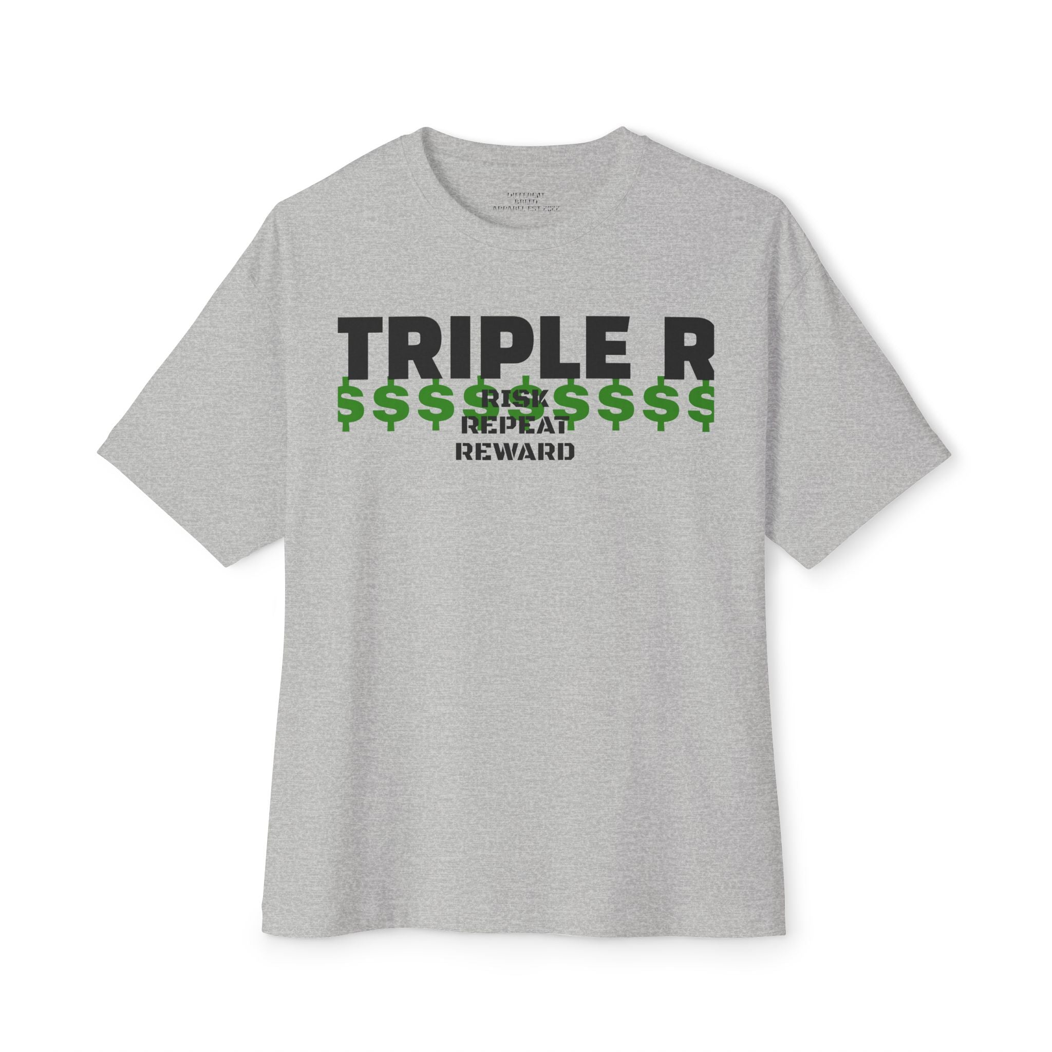 Triple R Reward Tee — Graphic Oversized Boxy T‑Shirt with Money Motif