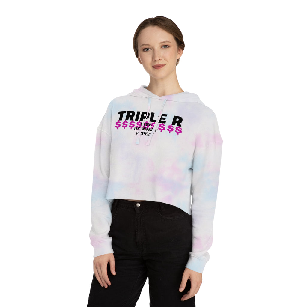 Cropped Hoodie — TRIPLE R "Repeat" Money Graphic Women's Sweatshirt