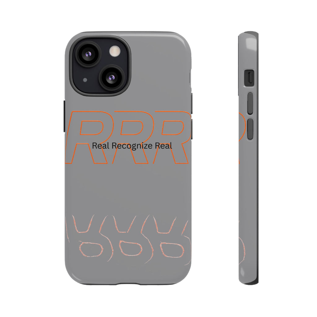 Tough Cases — 'Real Recognize Real' Protective Phone Case (Gray, Retro Outline Design)