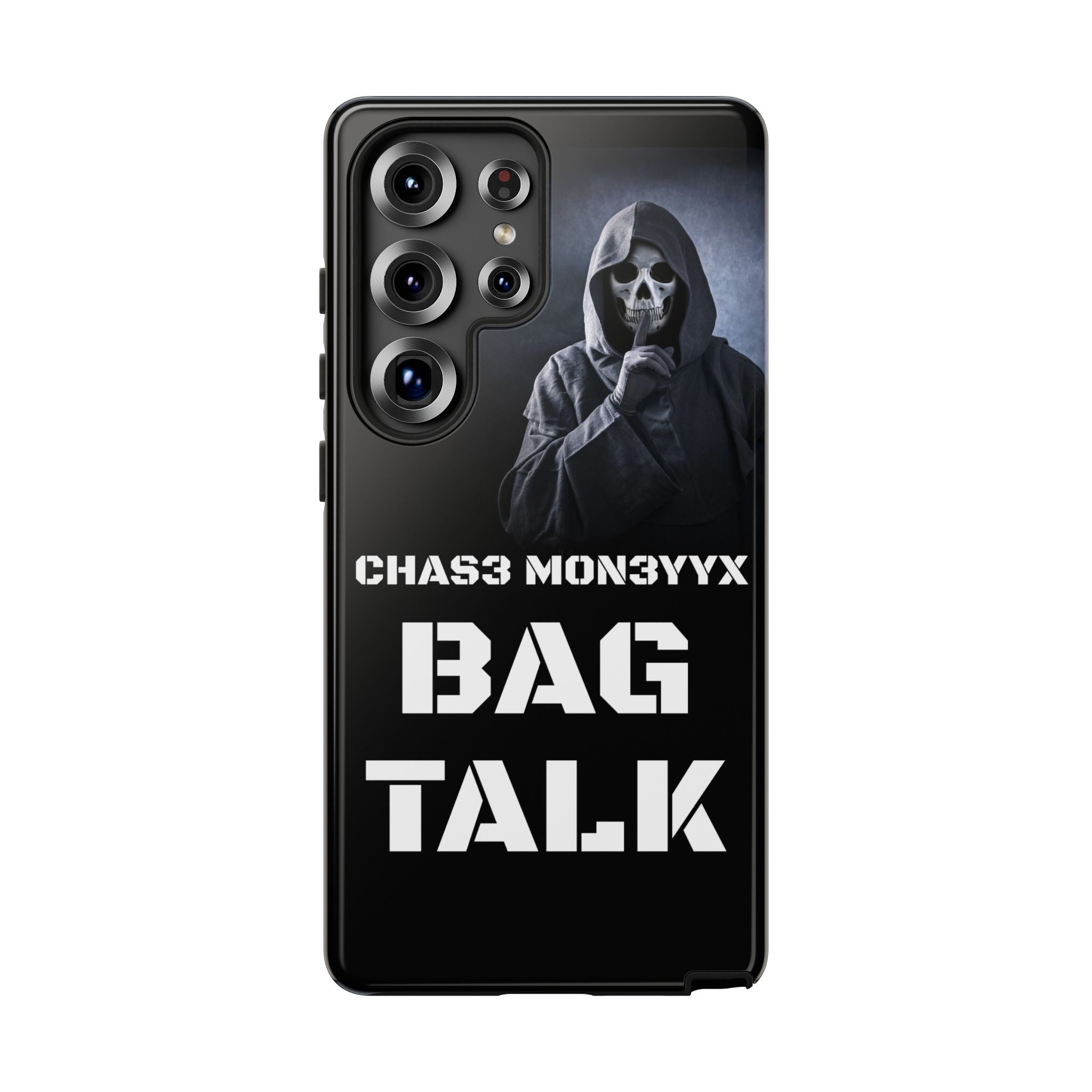 Phone Case — 'Bag Talk' Grim Reaper Graphic, Dark Gothic Protective Cover