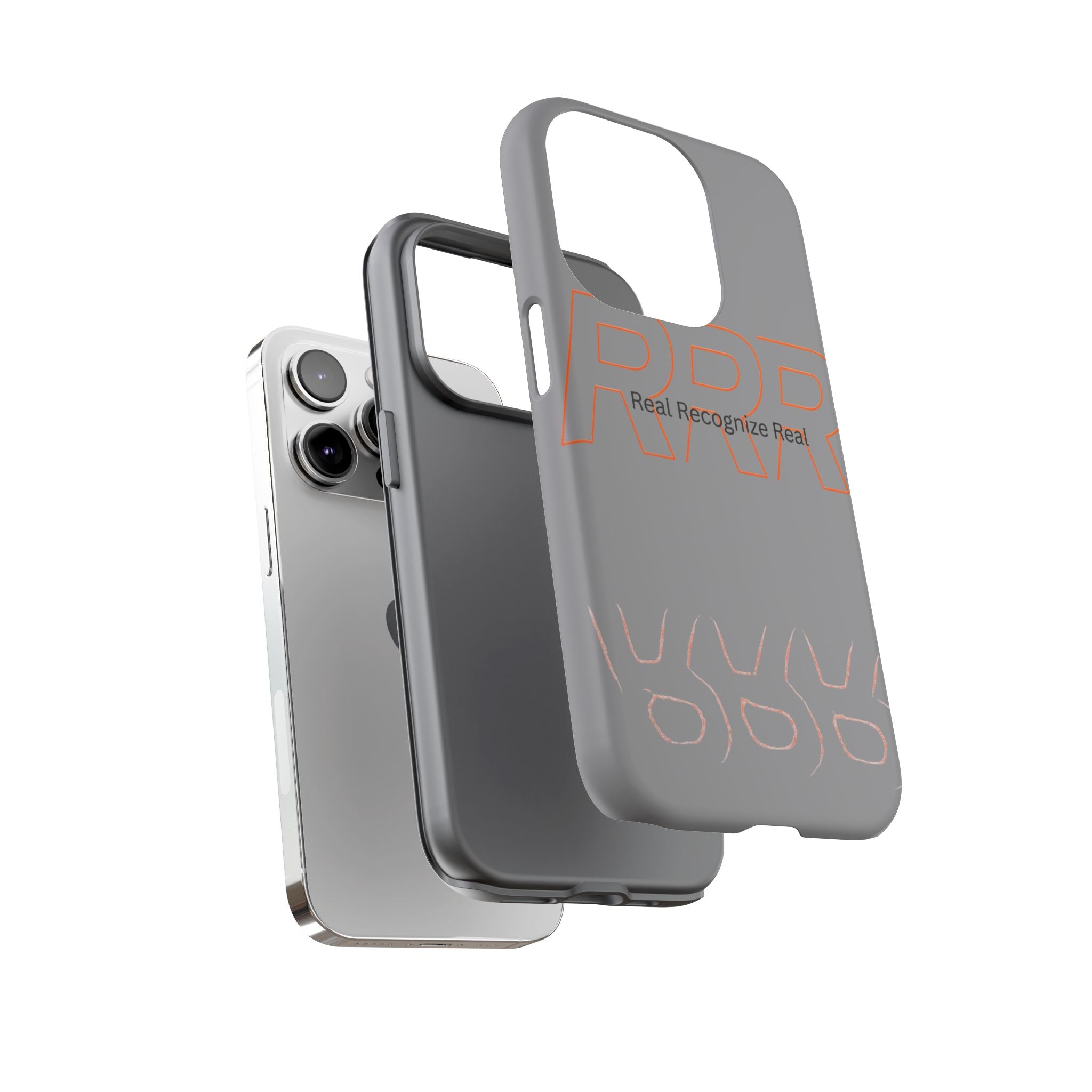 Tough Cases — 'Real Recognize Real' Protective Phone Case (Gray, Retro Outline Design)
