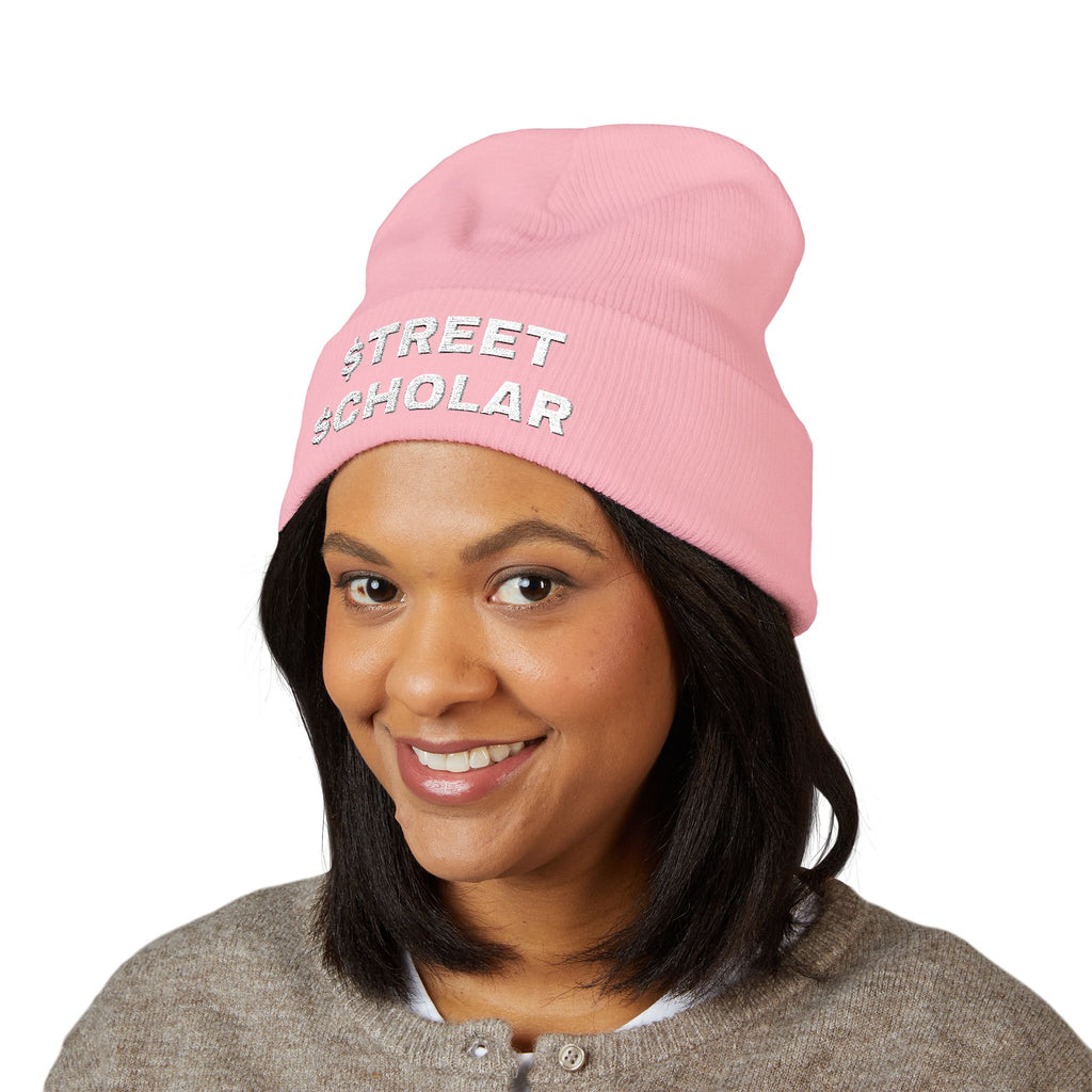 Street Scholar Embroidered Beanie — Classic Cuffed Knit Hat