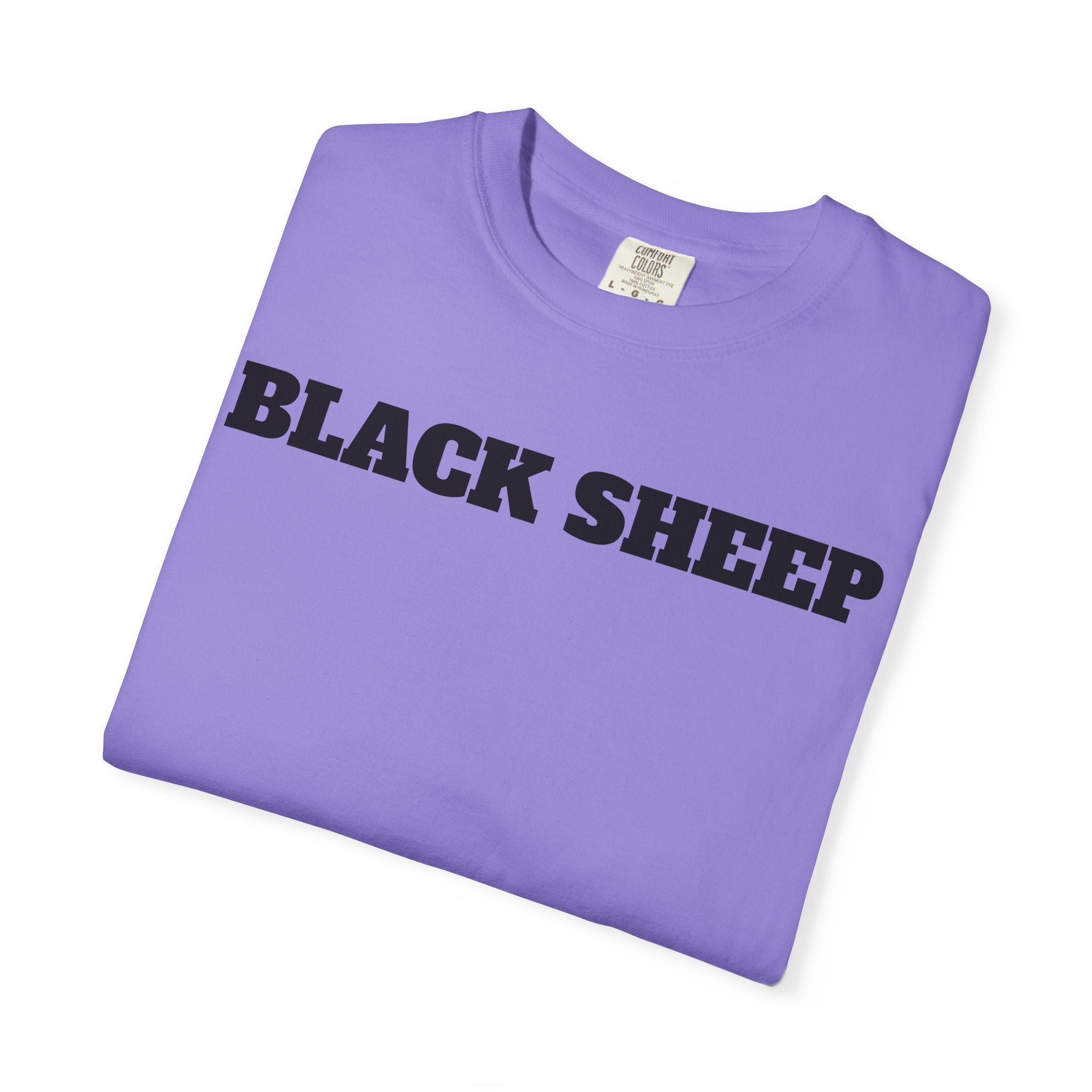 Black Sheep T-Shirt — Bold Back Lip Graphic & Front Text