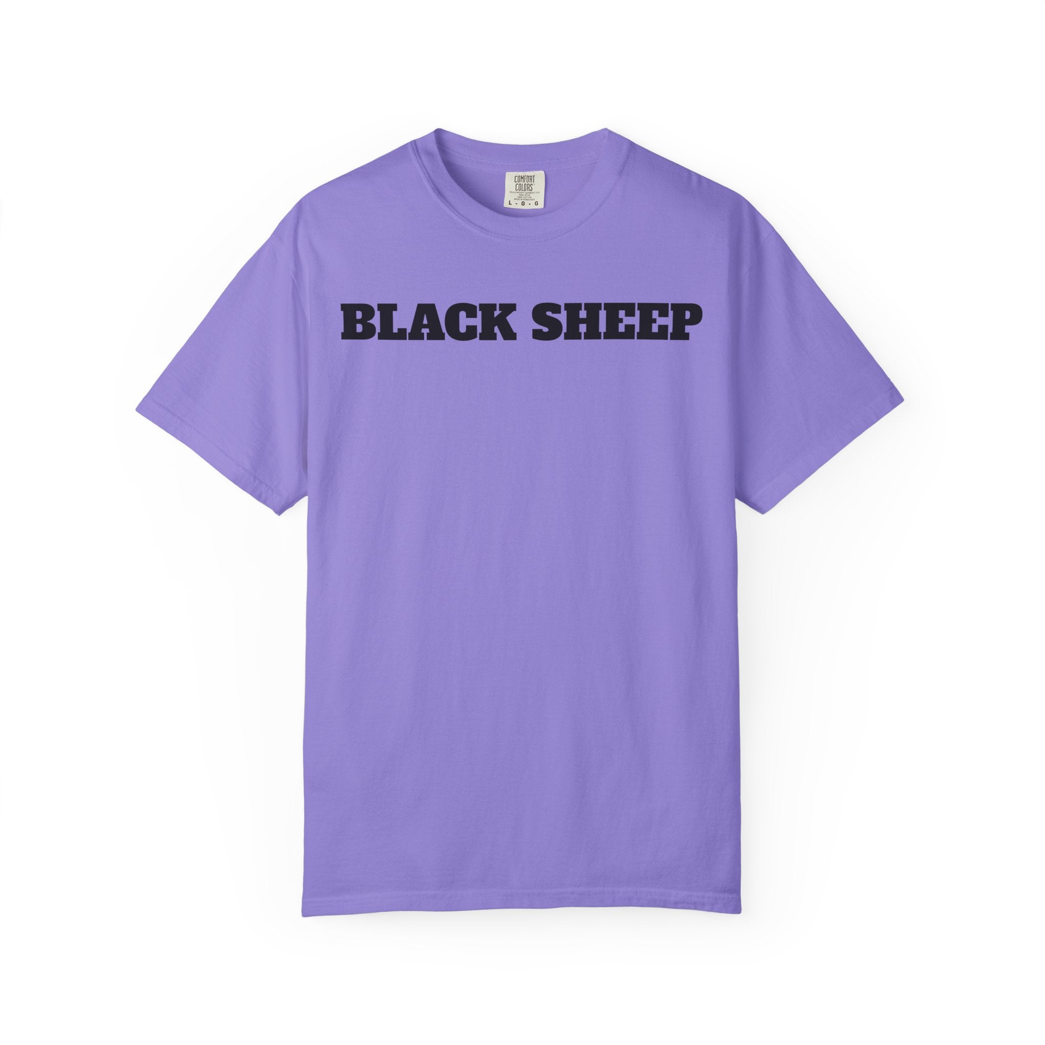 Black Sheep T-Shirt — Bold Back Lip Graphic & Front Text